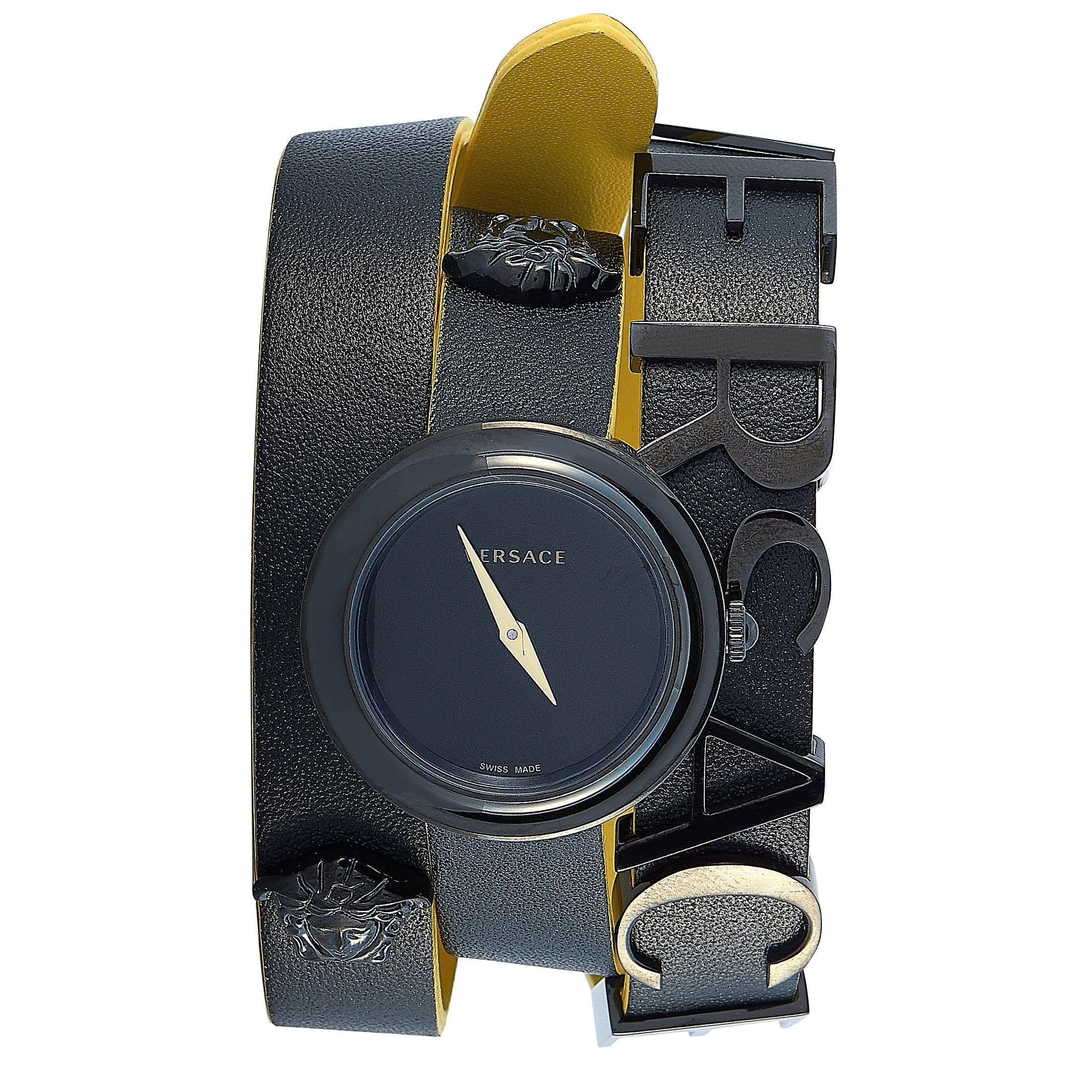 Versace V-flare Black Double Wrap Watch Vebn00518 | Lyst