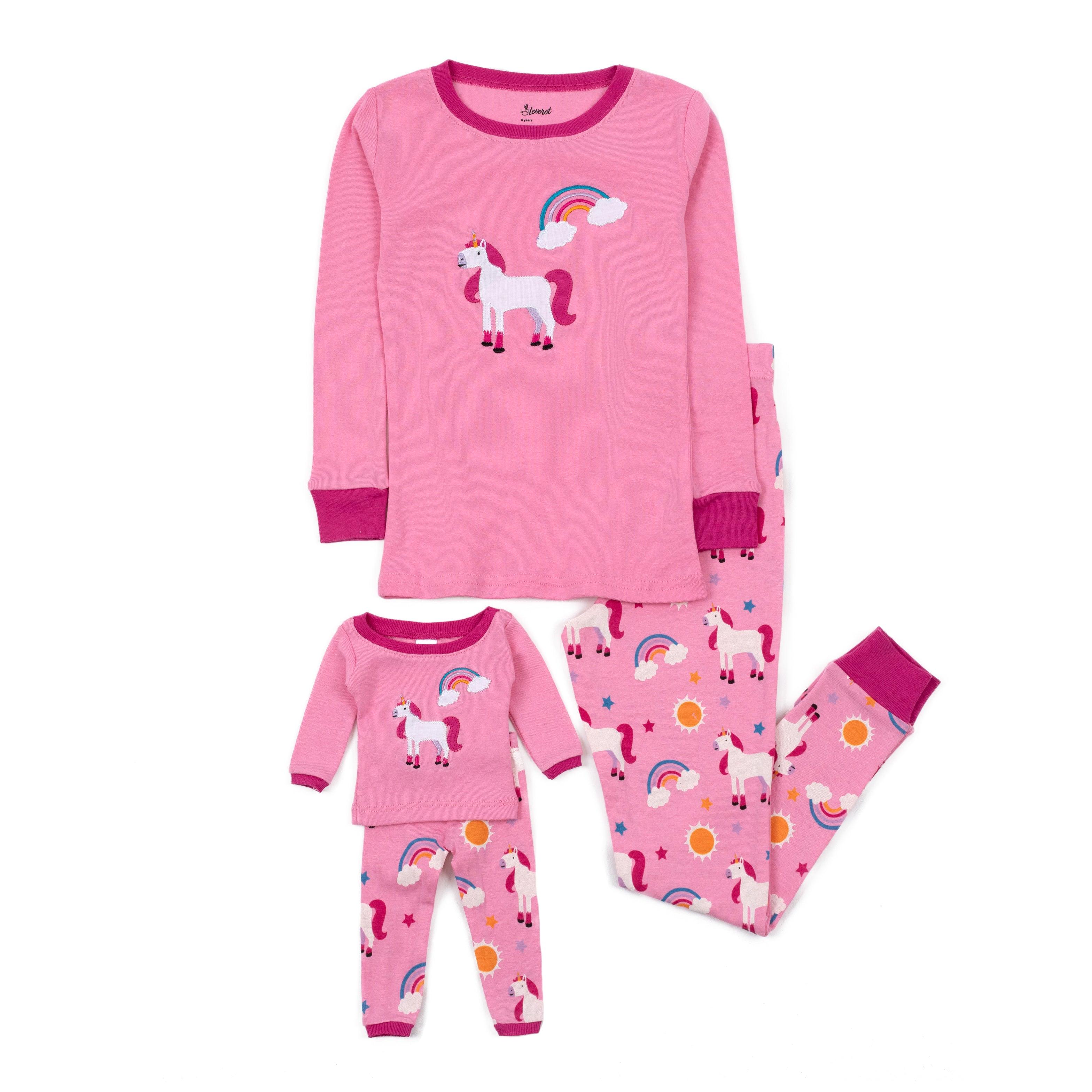 Leveret Unicorn Rainbow Girl and Doll Pajamas in Pink Lyst