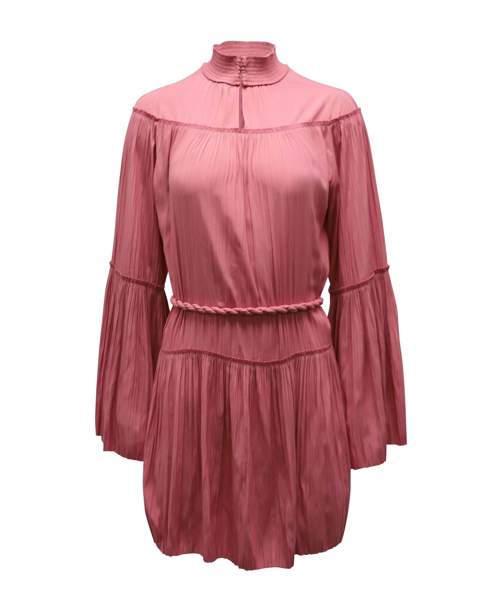 A.L.C. A. L.C. Pleated Long-Sleeved Mini Dress in Red | Lyst