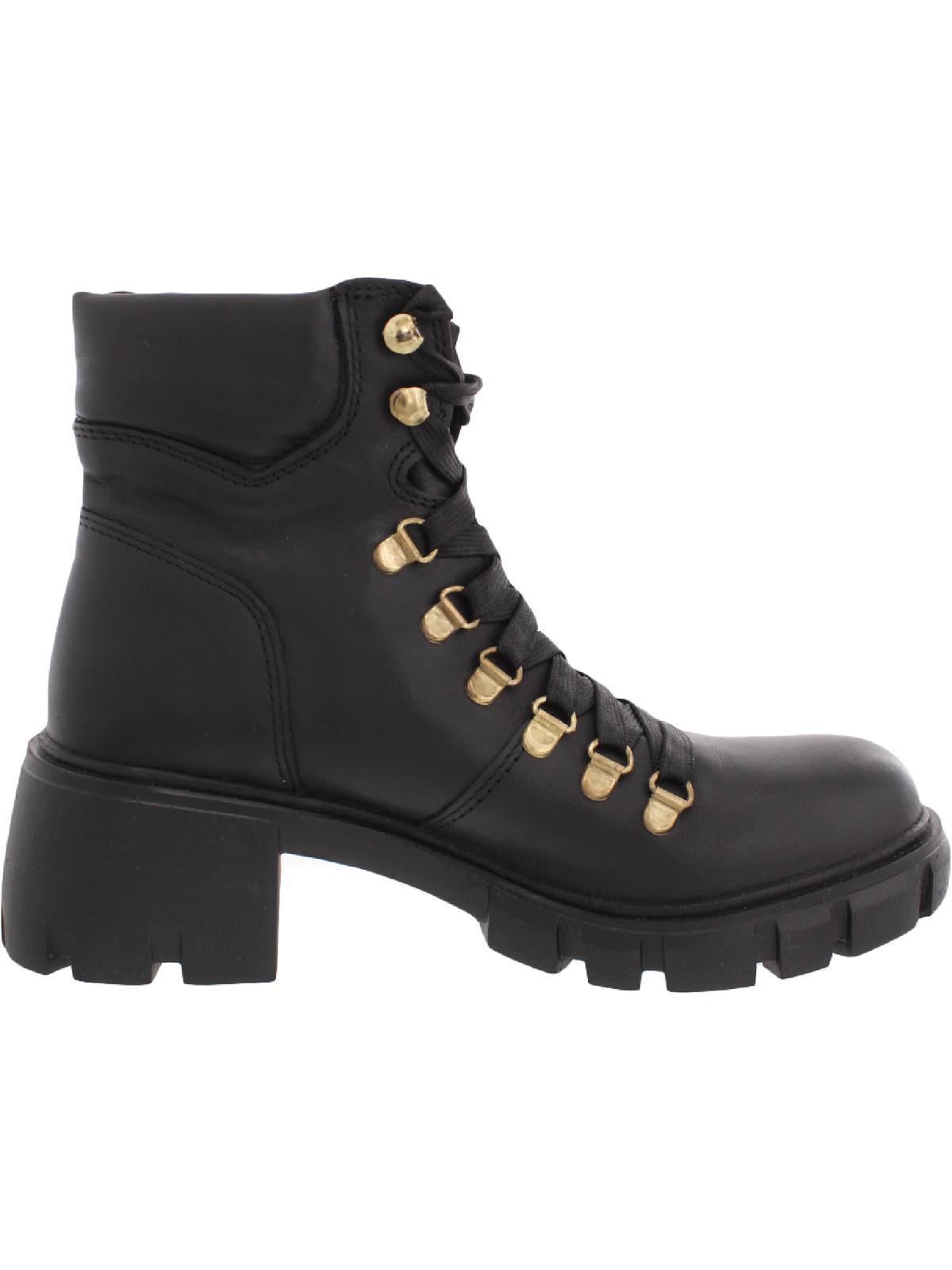 Steve Madden Hint Leather Ankle Combat & Lace-up Boots in Black | Lyst