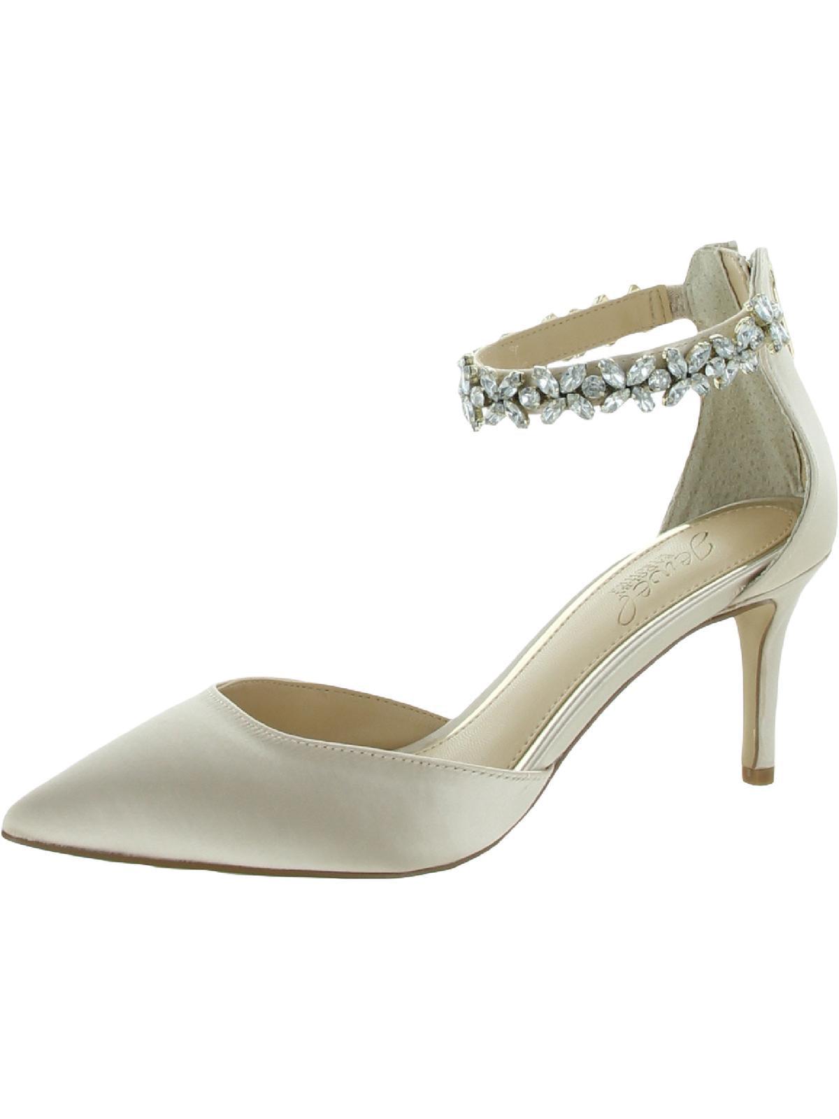 Badgley Mischka Raleigh Satin Embellished Pumps in Natural | Lyst