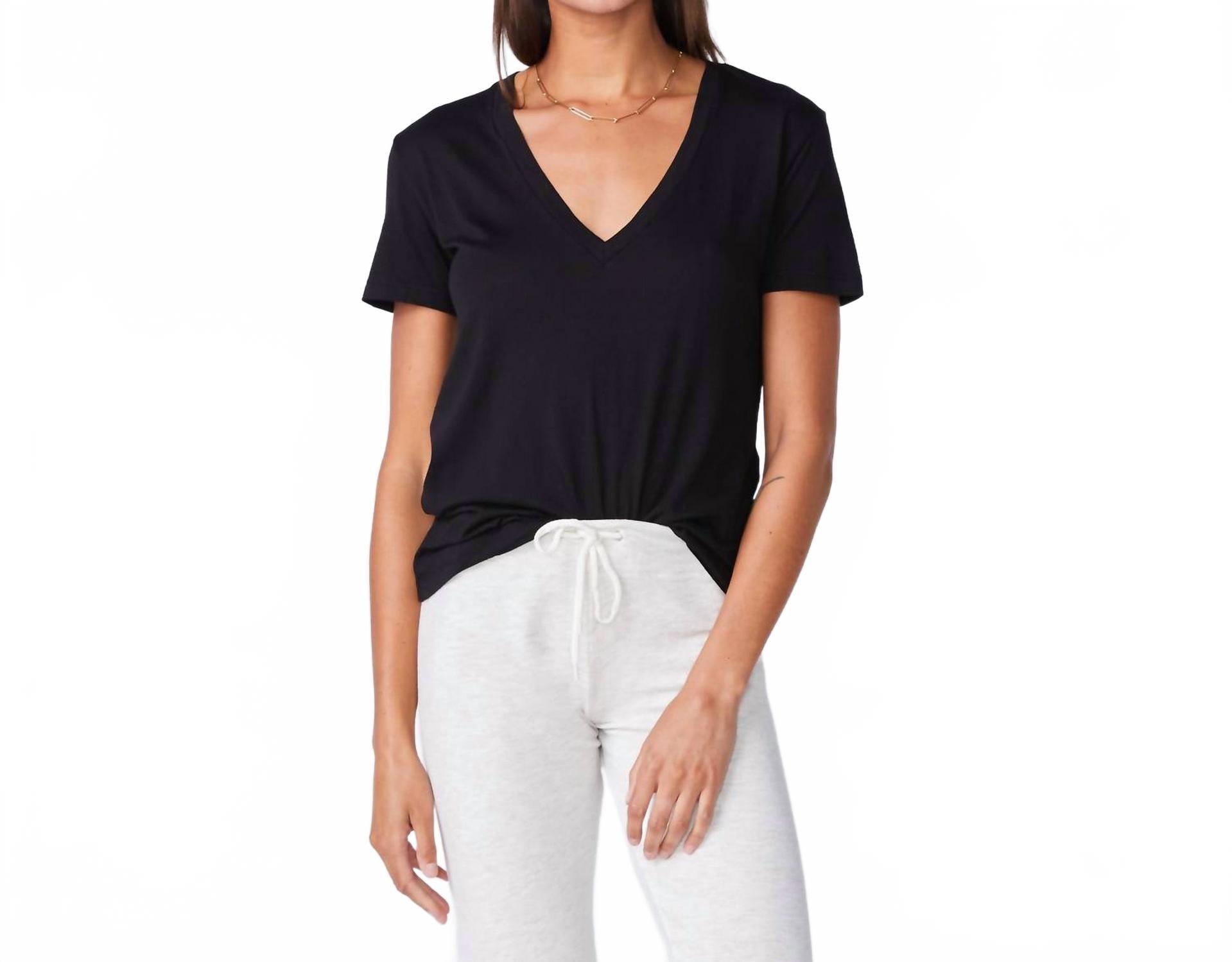 T-Shirt Basic Femme Monrow - Taille L - Couleur Gris Et Noir - Coupe Relaxed - Occasion TB
