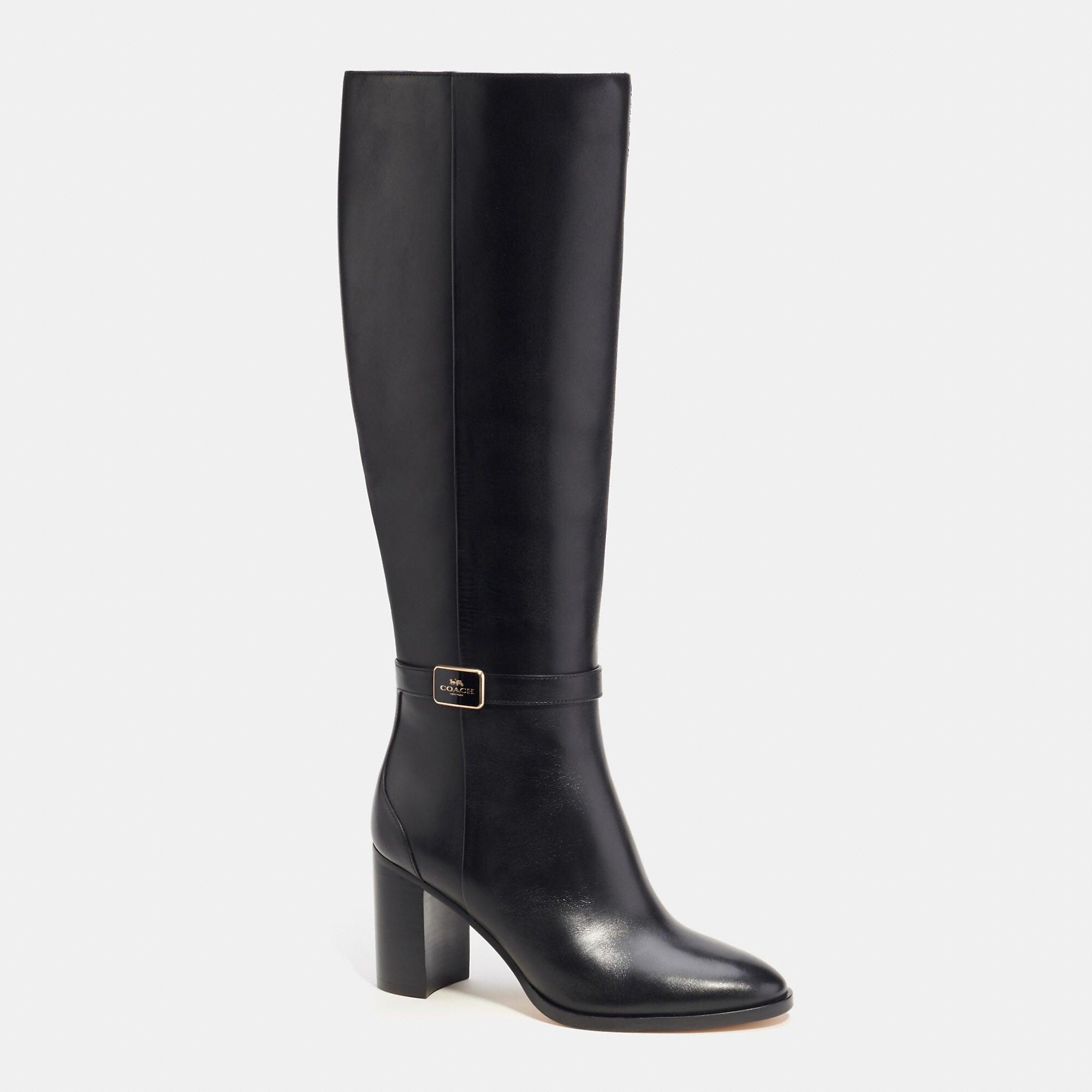 Coach black leather riding boots top