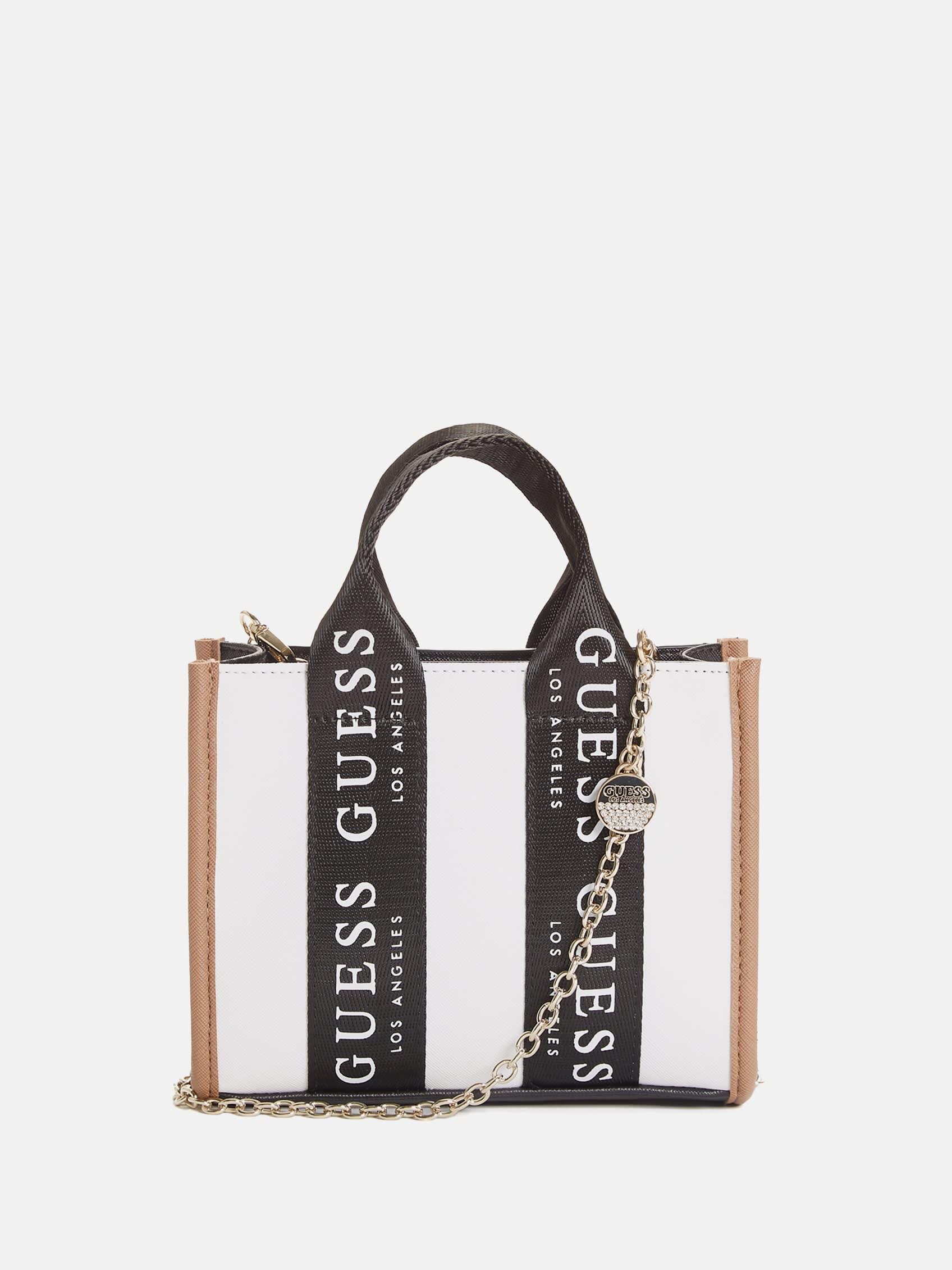 Guess Factory Logo-tape Mini Tote Crossbody in White | Lyst