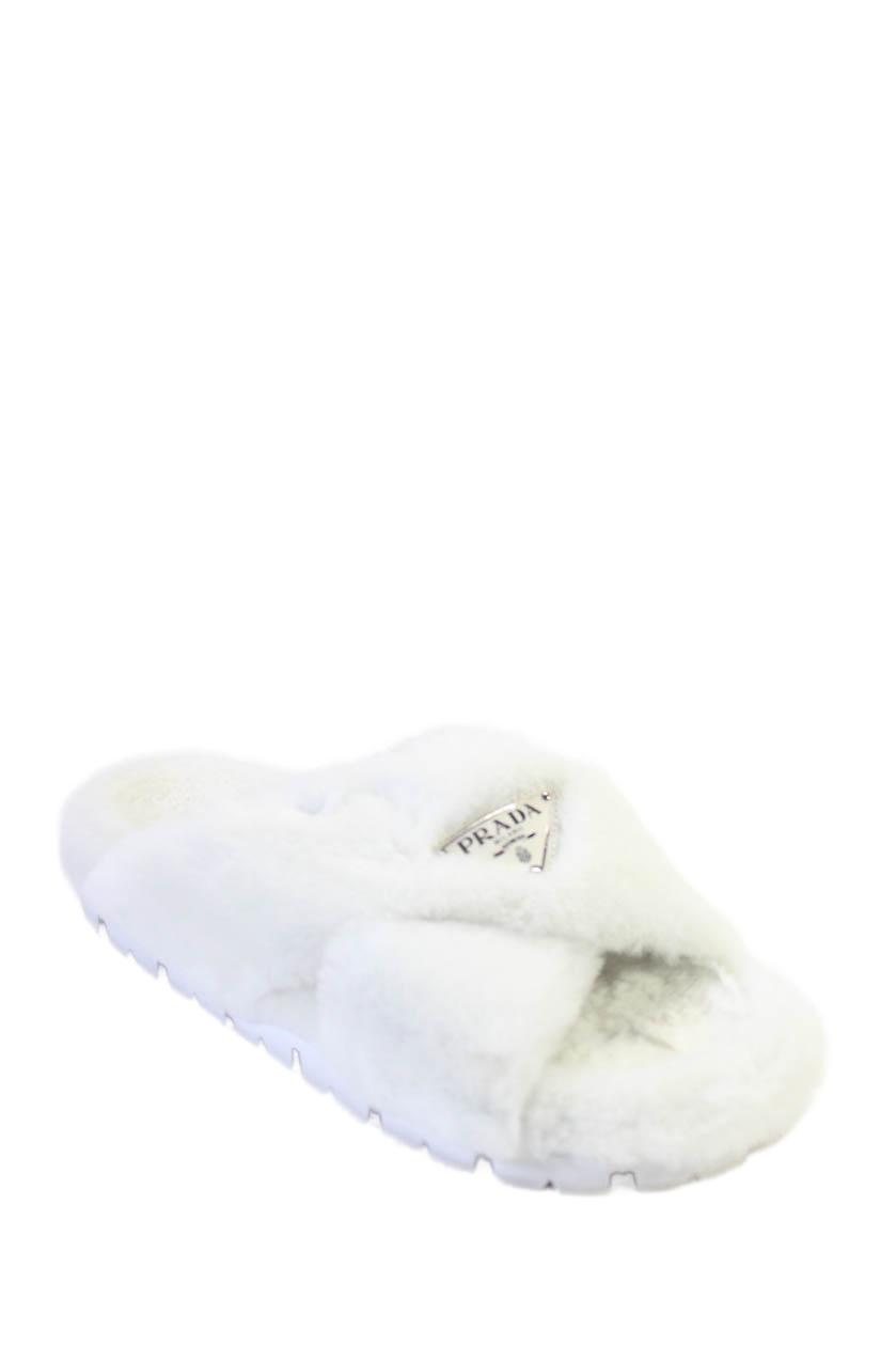 PRA SHEARLING SLIDES CREAMY WHITE LAMBSKIN