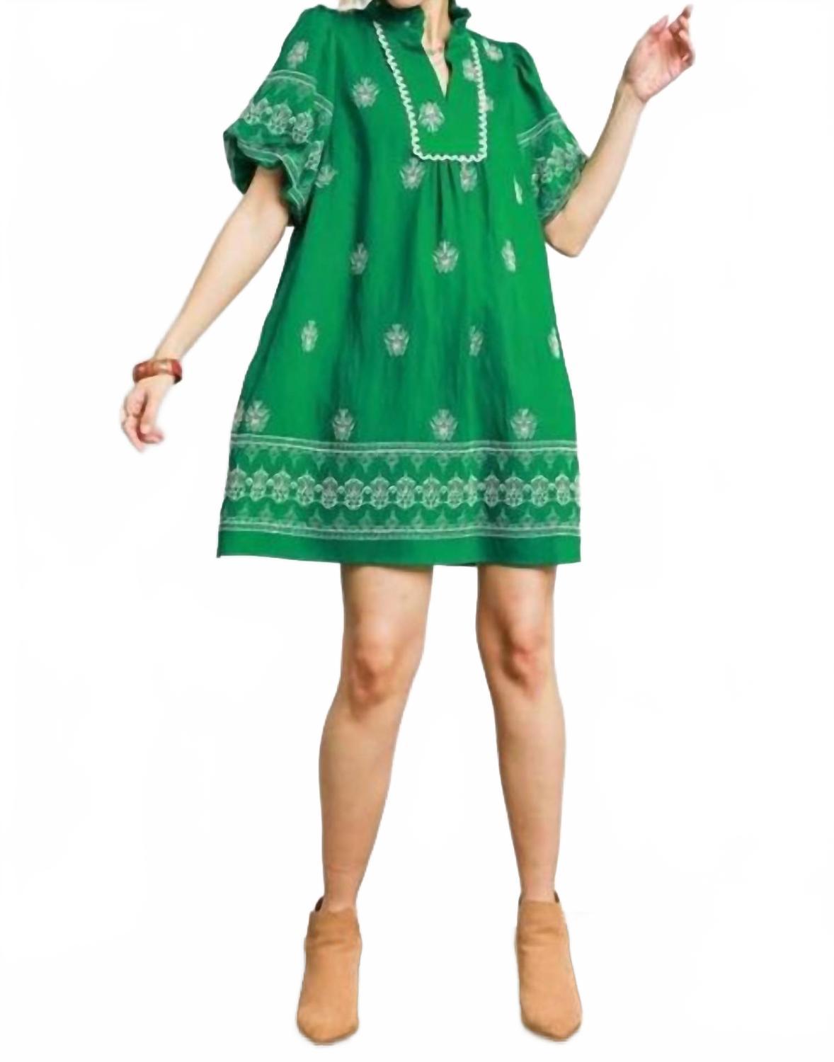green game day dress Umgee Sage Mint Lace Sleeve V-Neck Dress main image 0