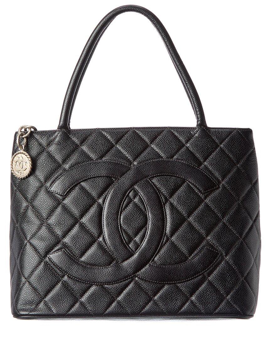 Chanel Black Quilted Caviar Leather Medallion Tote (authentic Pre-owned)