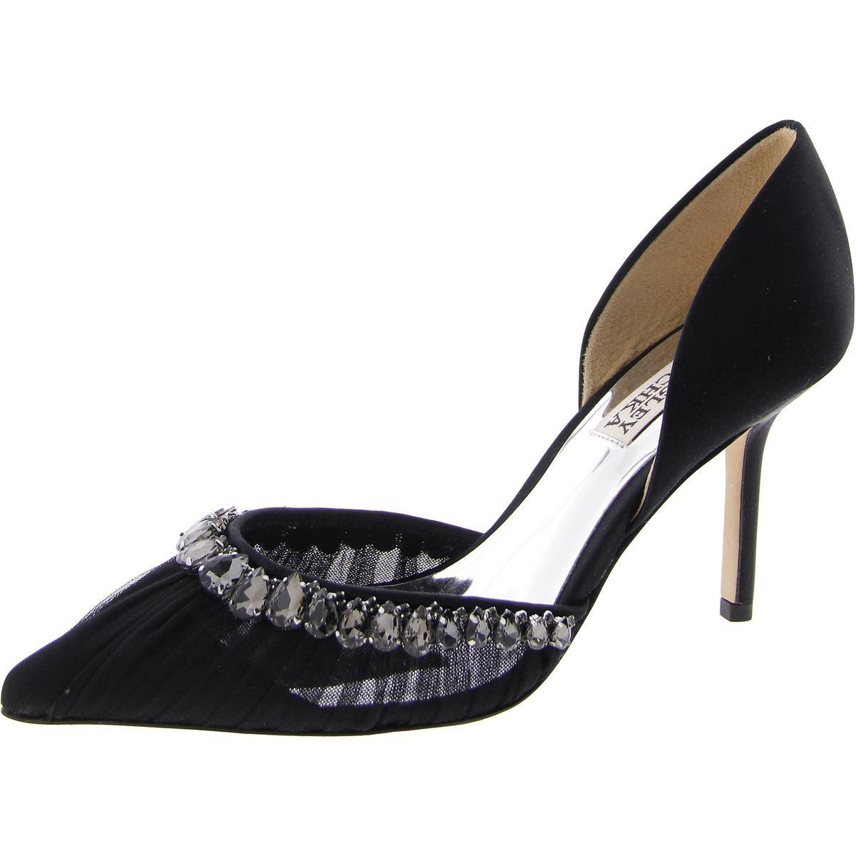 Badgley Mischka Satin Pointed Toe Pumps in Black Lyst