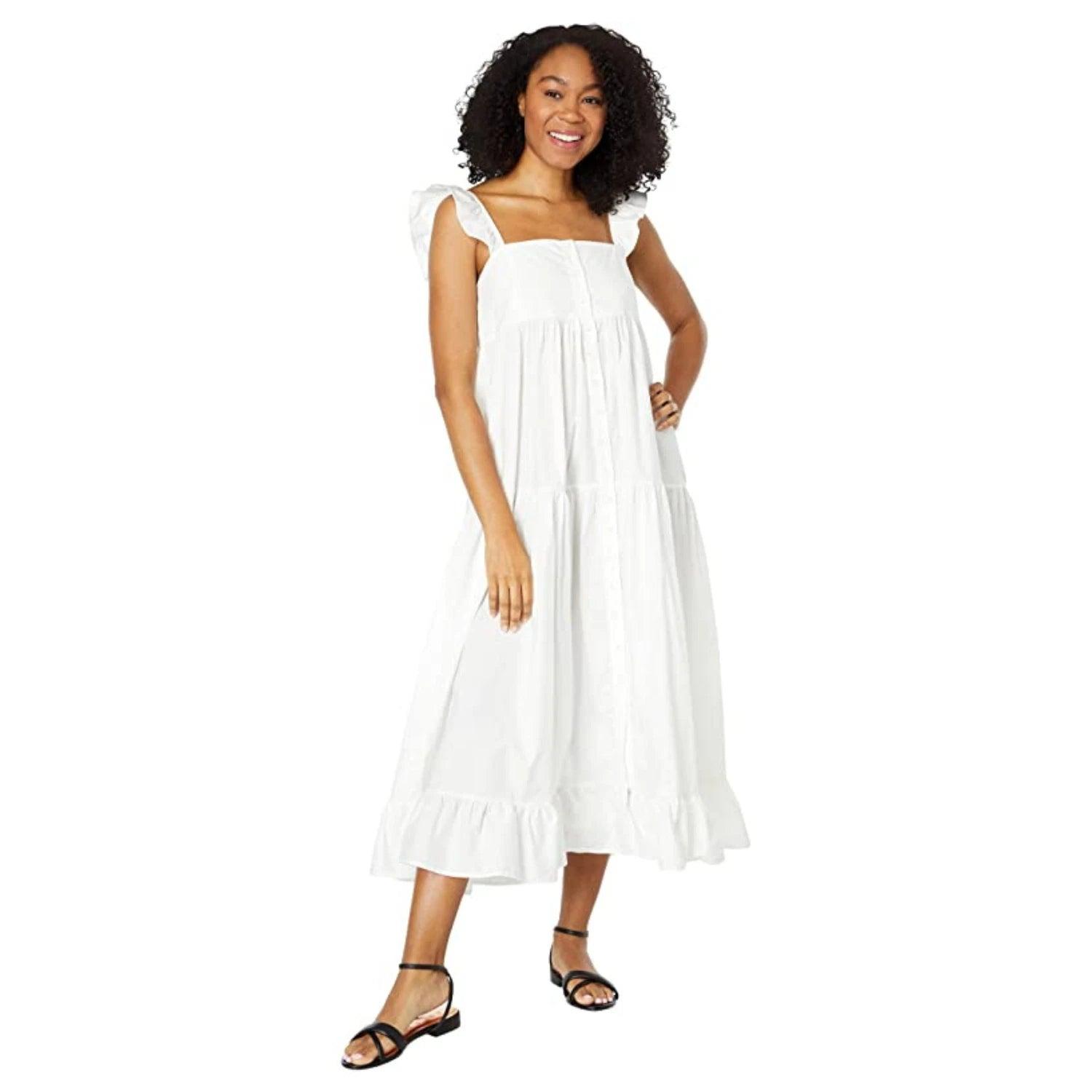 knee length dresses for ladies Atelier Poplin Tiered Midi Dress – Sugarlips main image 1