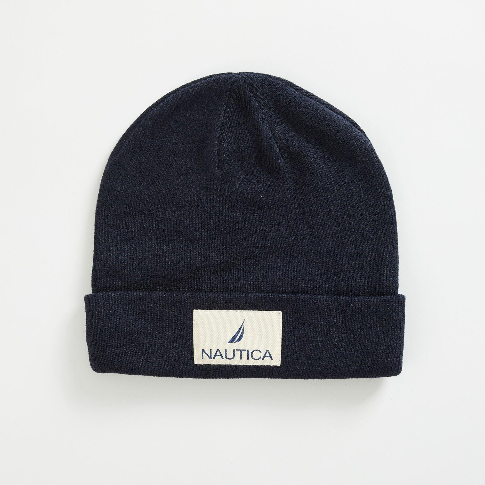 Nautica Synthetic Logo Patch Beanie in 