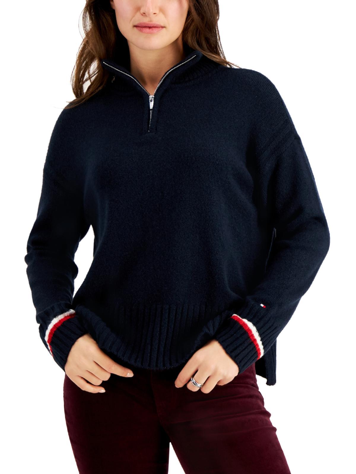 Tommy Hilfiger 1/4 Zip Knit Mock Turtleneck Sweater in Blue | Lyst