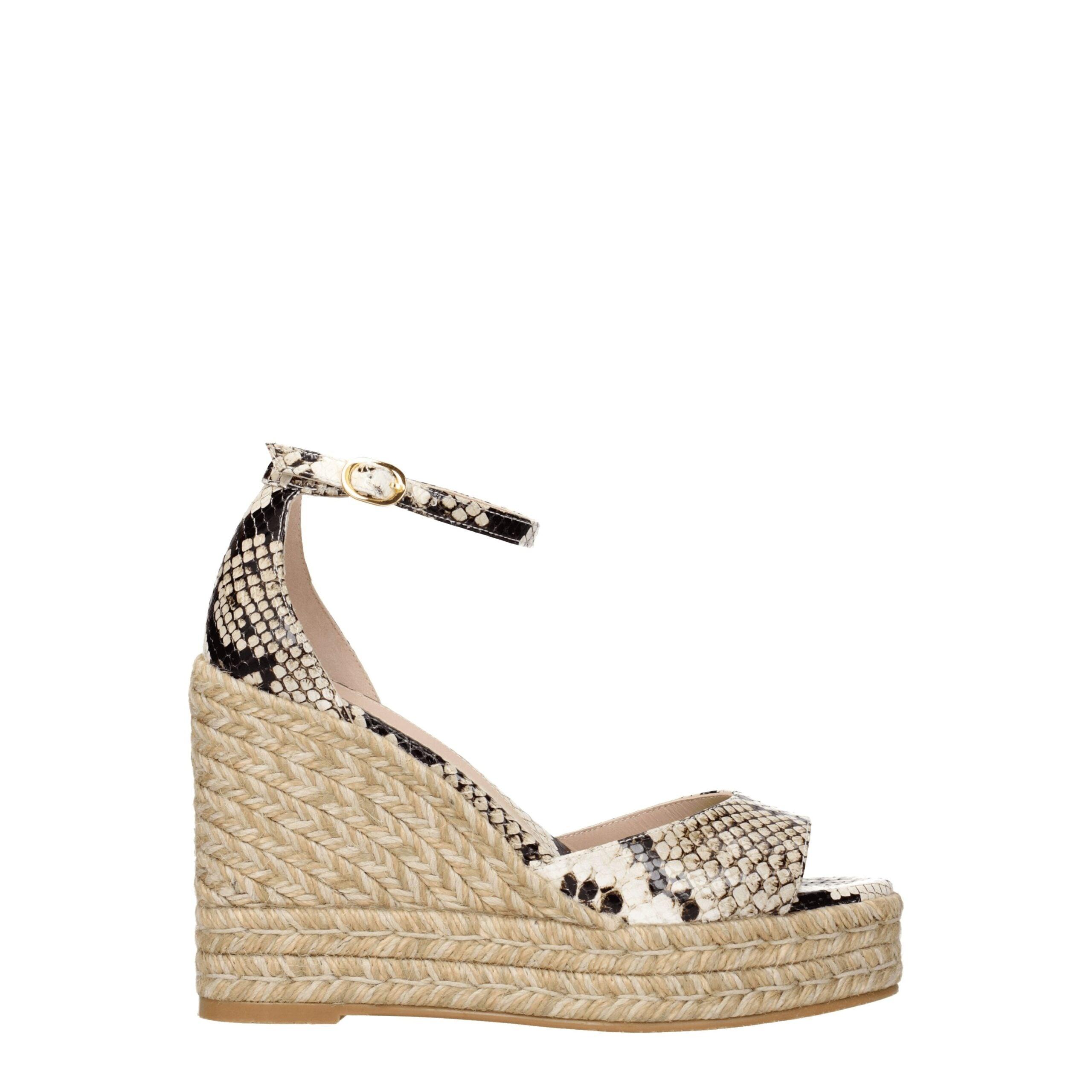 【Stuart Weitzman】クロコ風レザーウェッジサンダル STUART WEITZMAN Zuzu croc-effect leather espadrille wedge