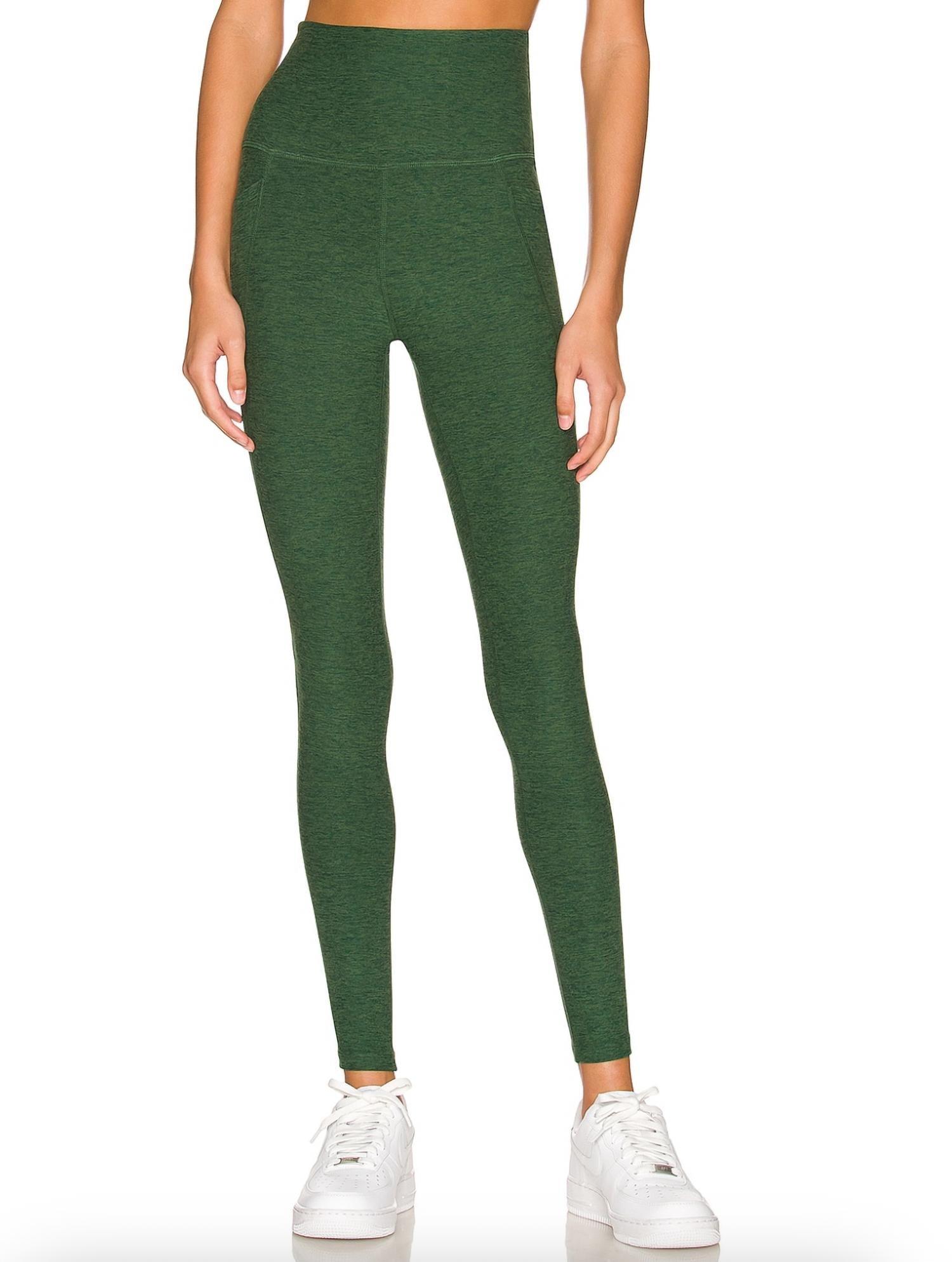 Beyond Yoga Spacedye Out Of Pocket High Waisted Midi Legging In Vetiver  Green Pine