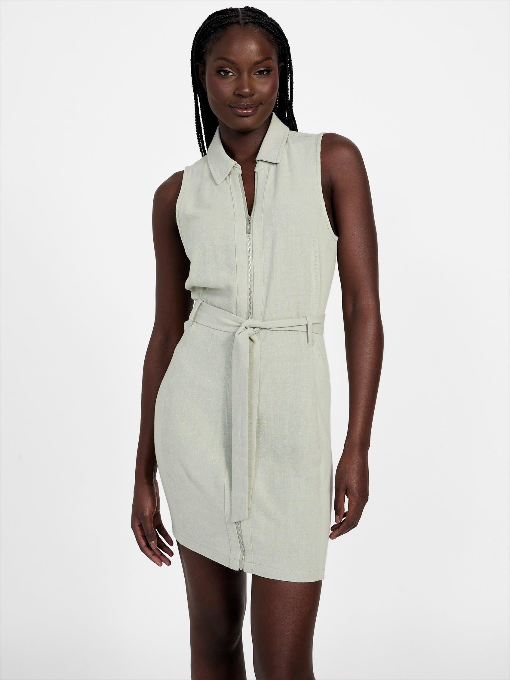 Guess Harper Linen-Blend Dress in White | Lyst