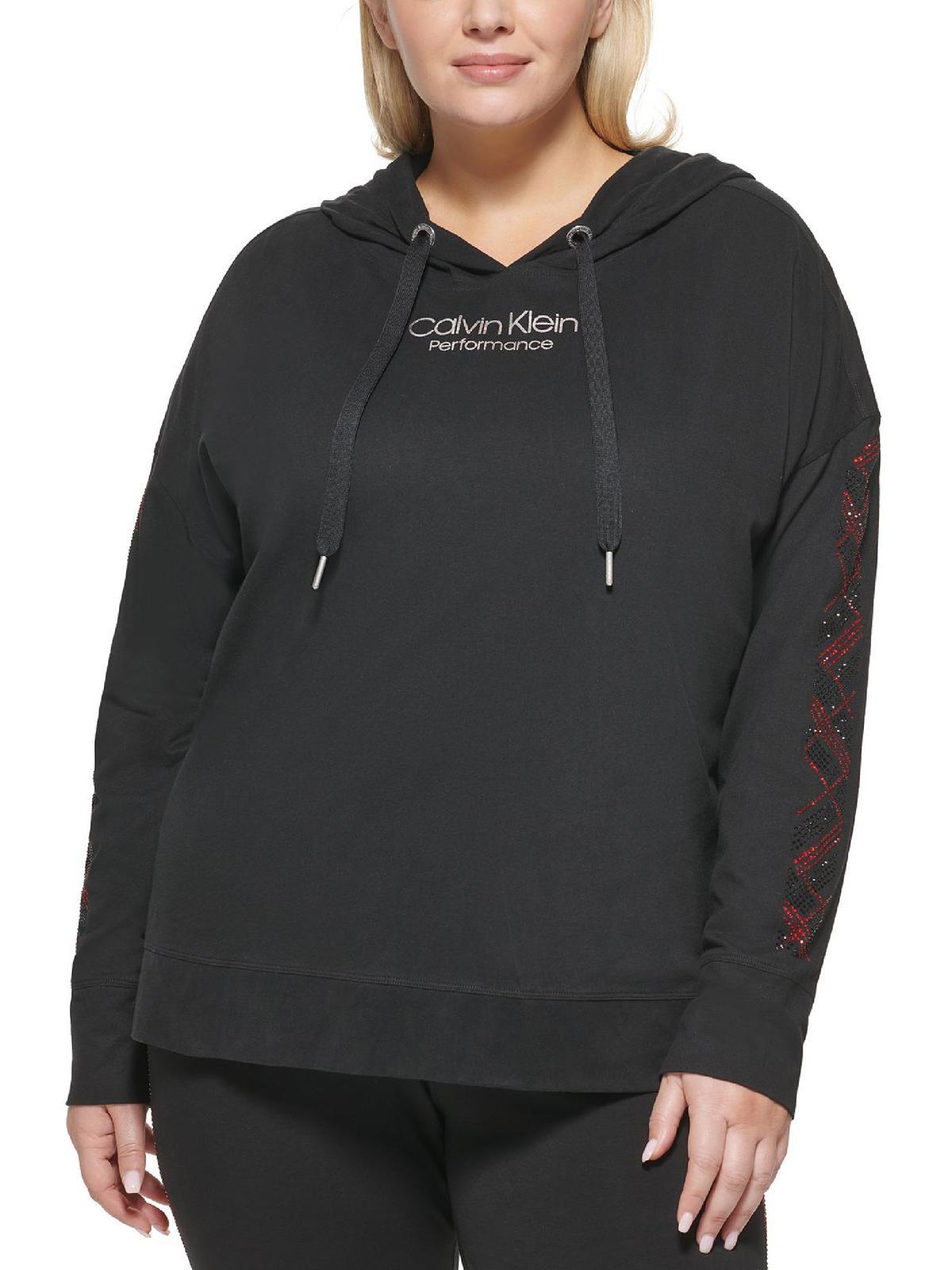 Calvin Klein Plus Cotton Sweatshirt Hoodie in Black | Lyst