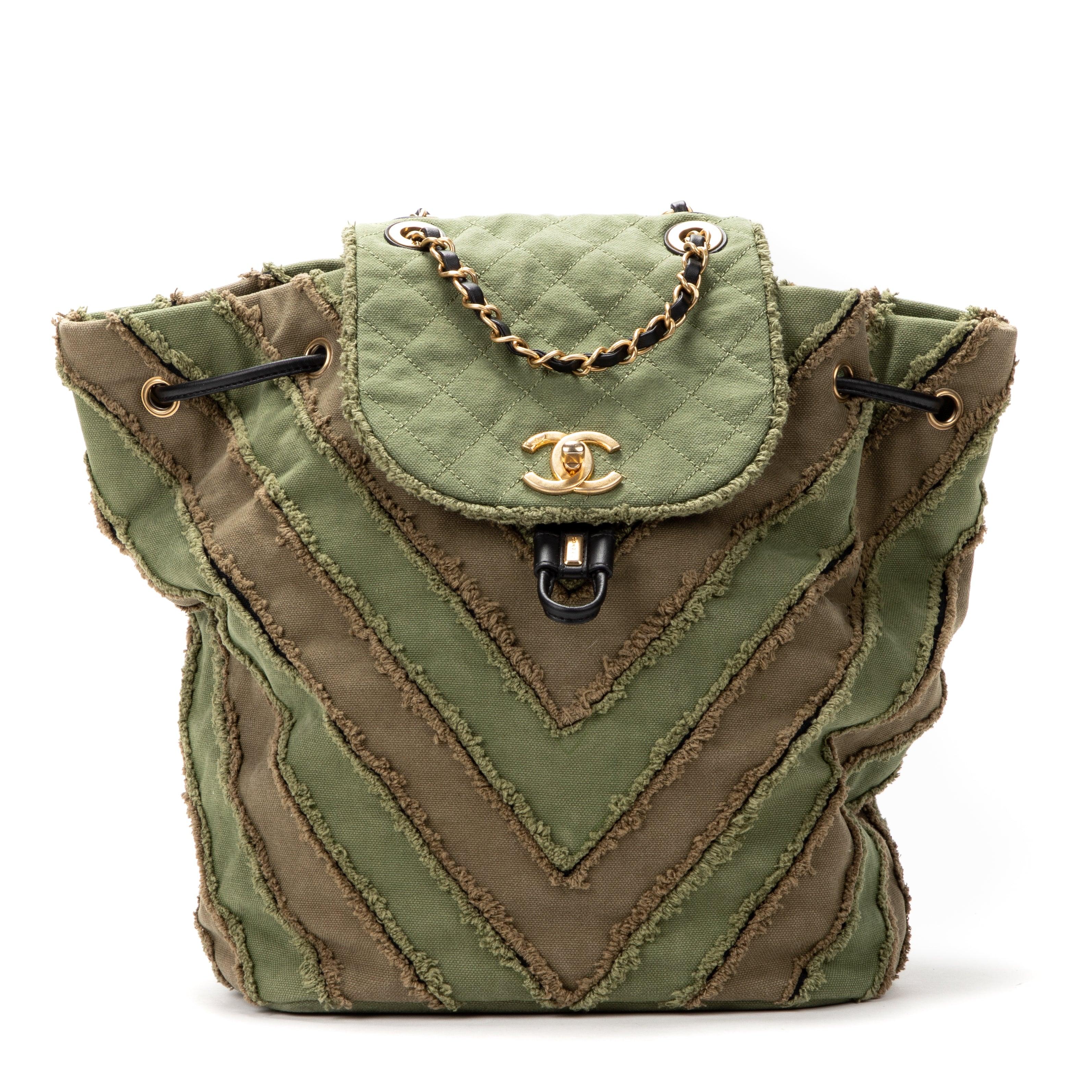 Chanel Rare Ltd. Ed. Coco Cuba Line Chevron Backpack in Green