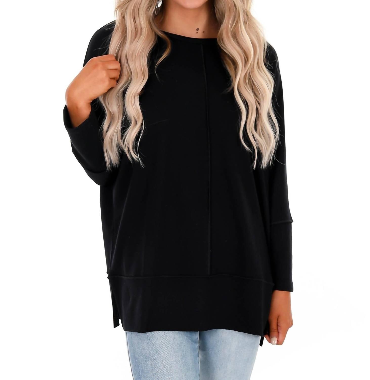 Spanx Perfect Length Dolman Sweatshirt In Black