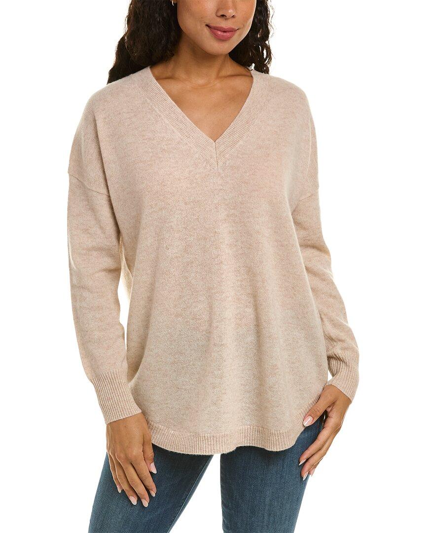 InCashmere V-neck Cashmere Tunic Sweater in Natural | Lyst