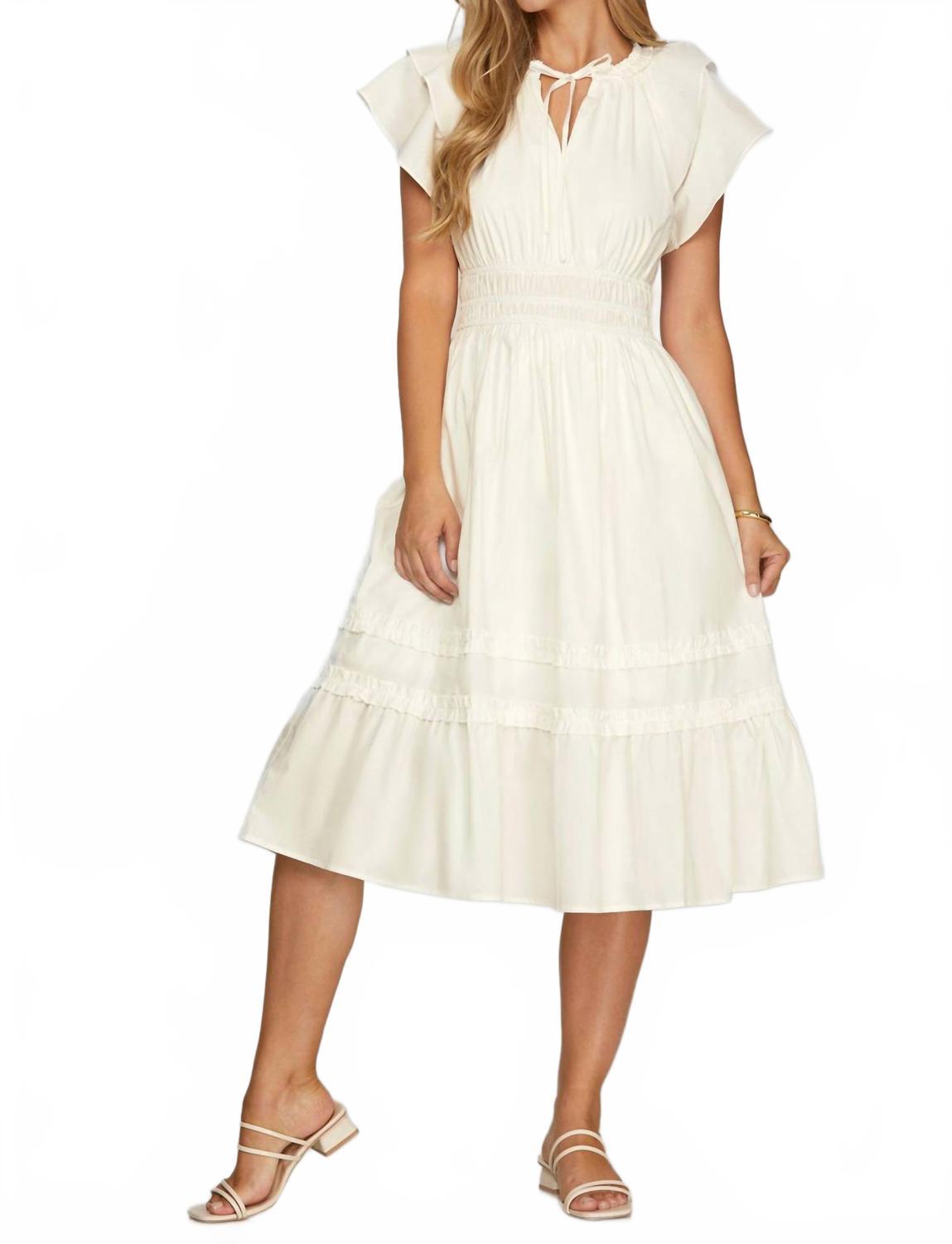 knee length dresses for ladies She + Sky Cami Woven Midi Dress with Ruffled Detail L / Black main image 0