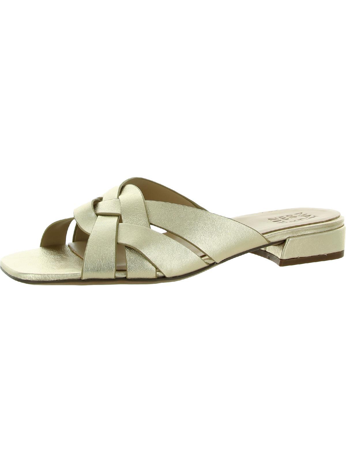 Naturalizer Ashford Open Toe Flat Sandals in Metallic | Lyst