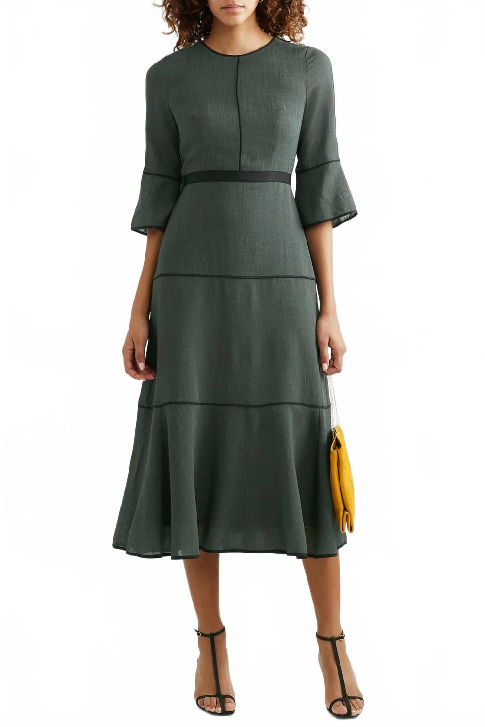 emerald green wrap dress long sleeve Enchanted Emerald Green Floral Wrap Dress main image 1