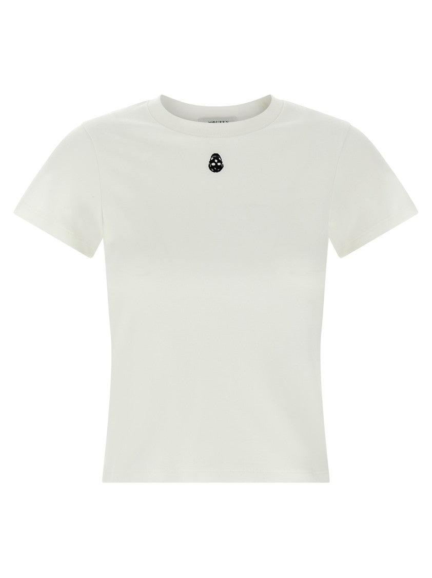 Tシャツ・カットソー ALEXANDER MCQUEEN WHITE COTTON T-SHIRT Alexander McQueen logo-embroidered Cotton T-shirt | White