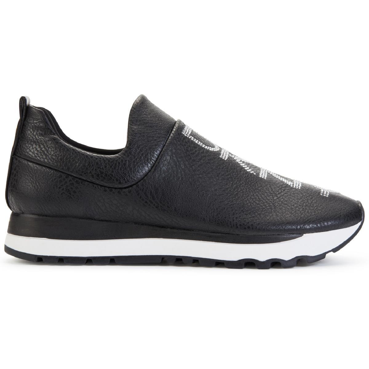 DKNY Jadyn Faux Leather Lifestyle Slip-on Sneakers in Black | Lyst