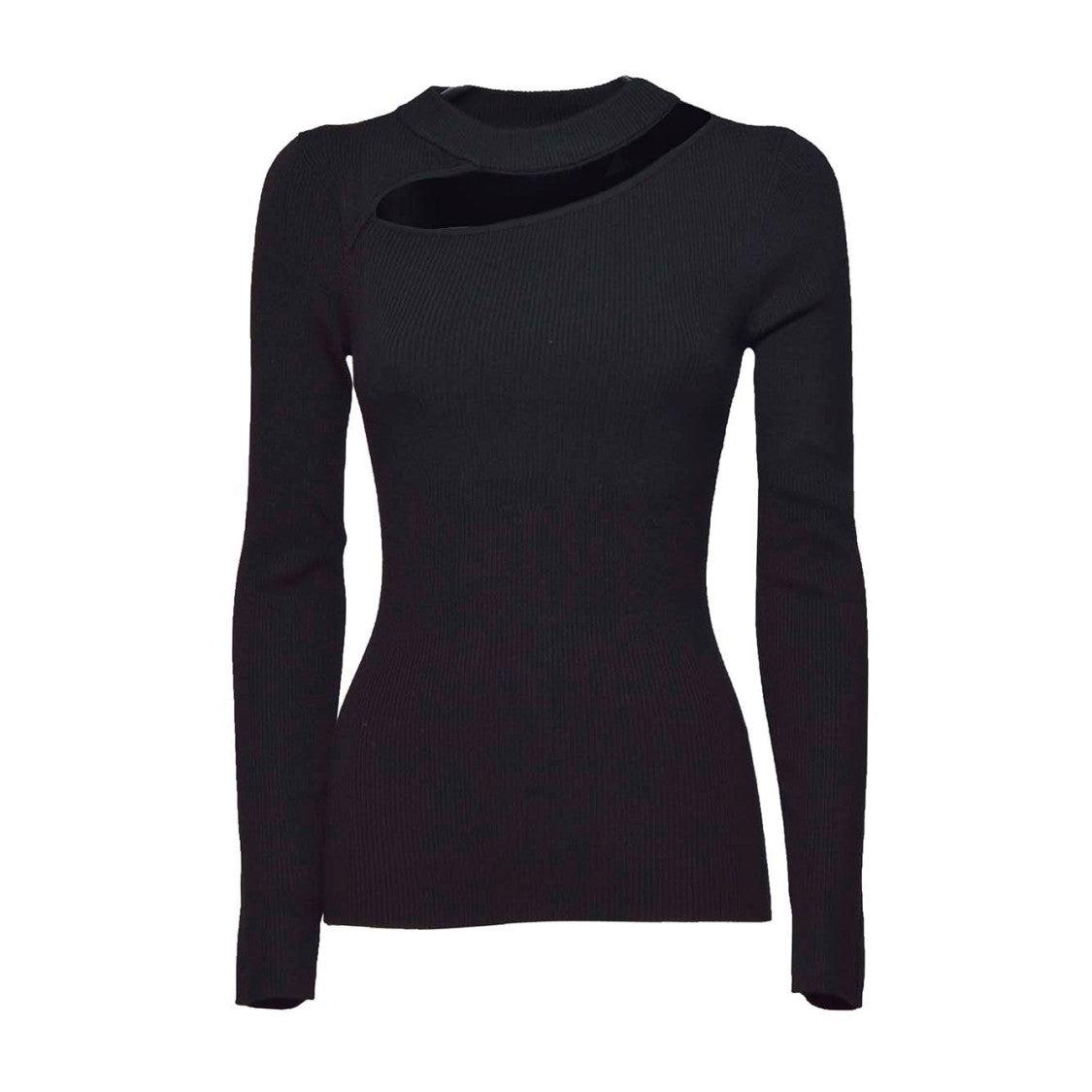 Tシャツ・カットソー Diane Von Furstenberg Asymmetrical Cutout Black Top With Perfect Short Sleeve Top – Diane von Furstenberg