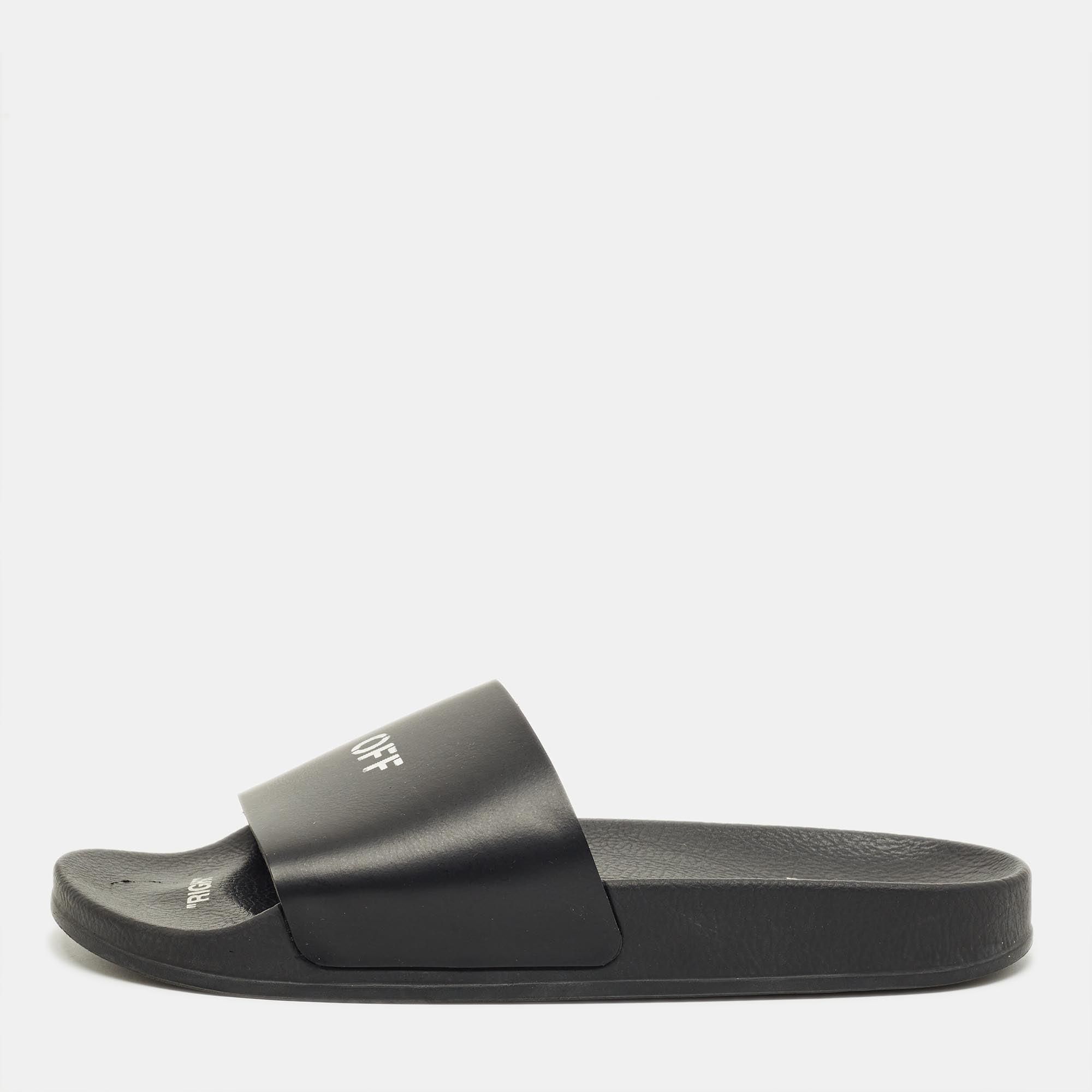 OFF-WHITE Virgil Abloh Rubber Sandals Arrow Pool Sliders Blue Size 40 Off-White c/o Virgil Abloh Arrow Terry Slides in White for  main image 2