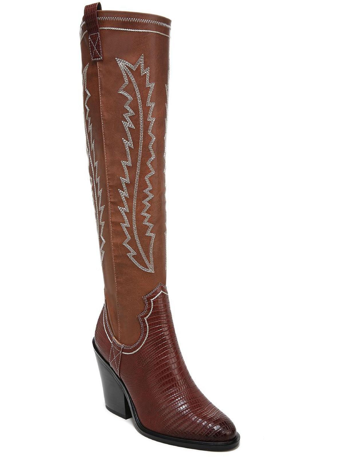 Franco Sarto Glenice Knee High Cowgirl Cowboy, Western Boots in Brown
