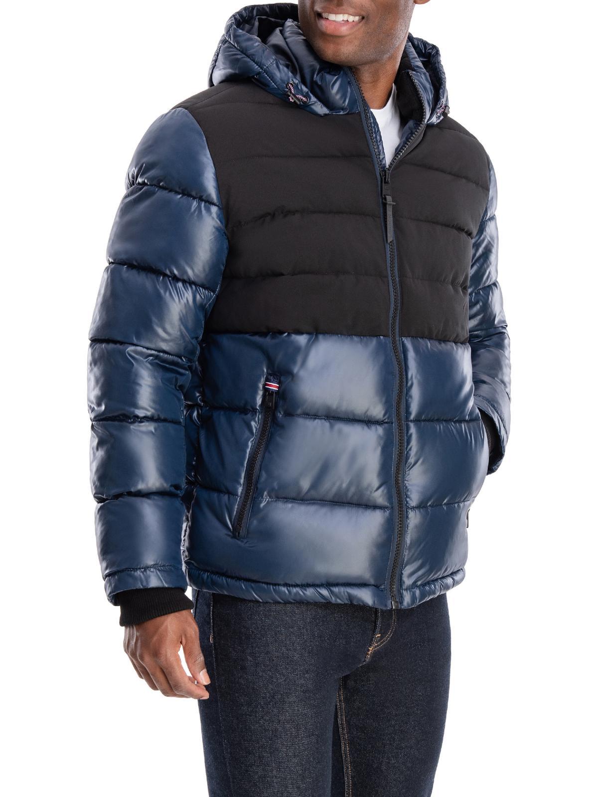 London Fog Tower Puffer Colorblock Quilted Coat in Blue for Men | Lyst