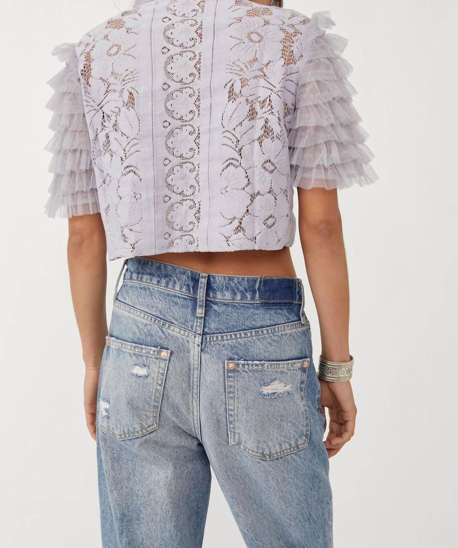 Free People Lace Madonna Top in Heather (Blue) | Lyst