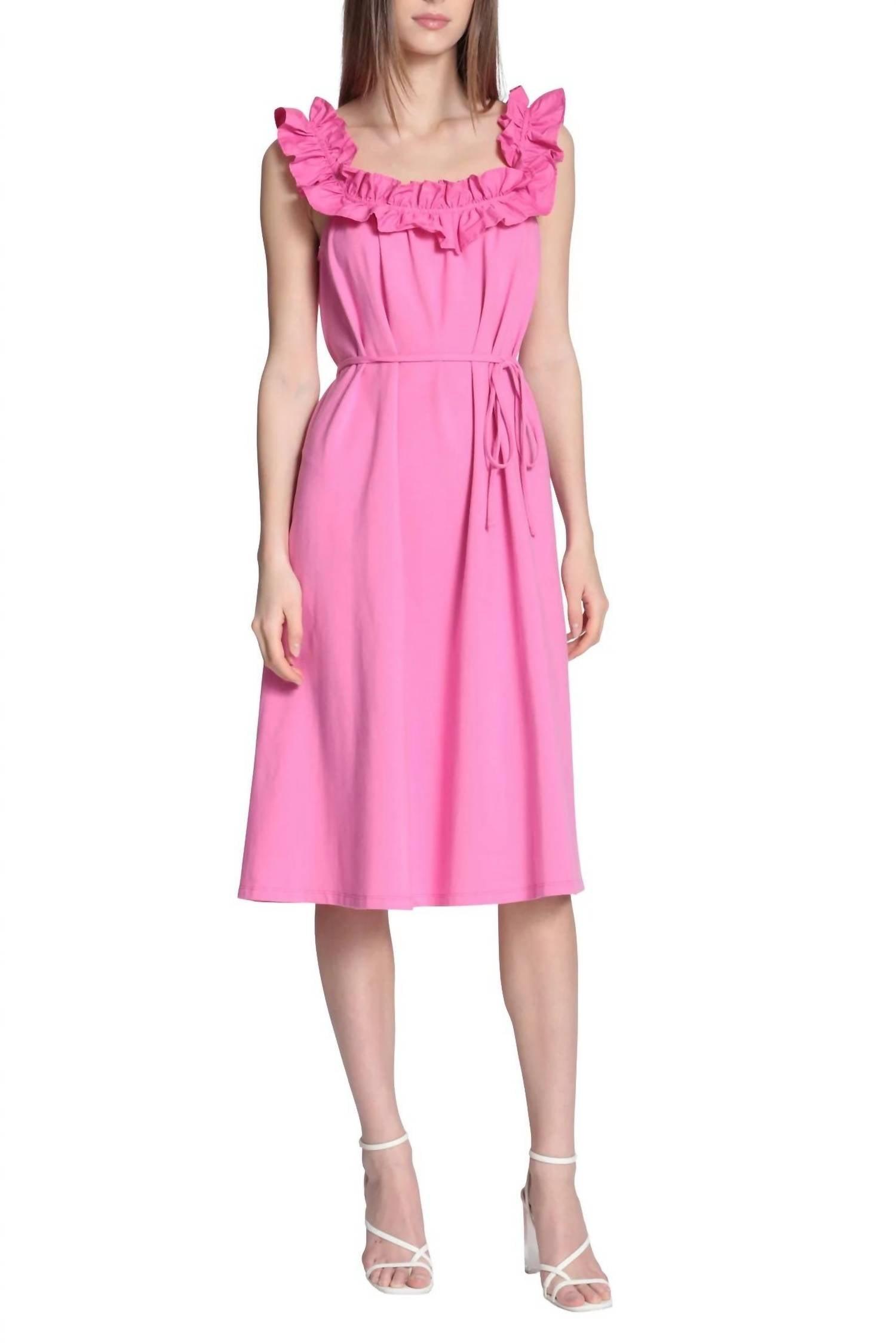 chinese dress ladies Pink Print Short Party Dress with Scalloped Trim Pink / 0