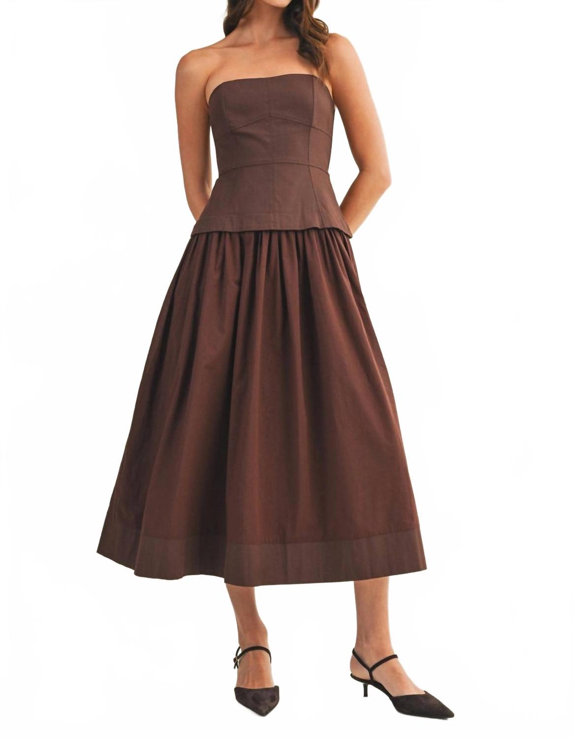 strapless open back dress Yellow The Label — Salome Beaded Dress — Merlot S main image 0