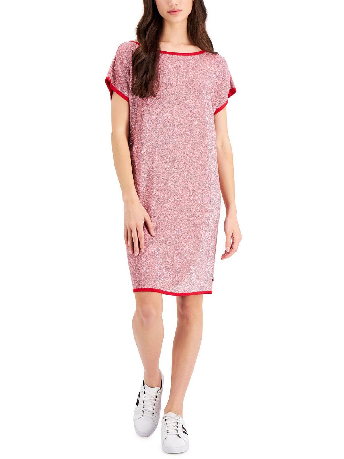 Tommy Hilfiger American Highlands Metallic Mini Shift Dress in Pink | Lyst