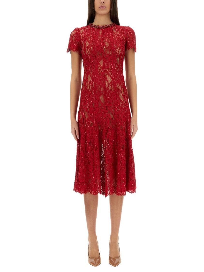 オールインワン・サロペット Self-Portrait Lace Midi Dress With Sparkling Sequins Self-Portrait Lace Midi Dress With Sparkling Sequins in Red