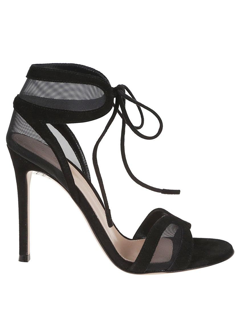 サンダル・ミュール Gianvito Rossi Suede And Transparent Mesh Stiletto Sandal Gianvito Rossi Suede And Transparent Mesh Stiletto Sandal in