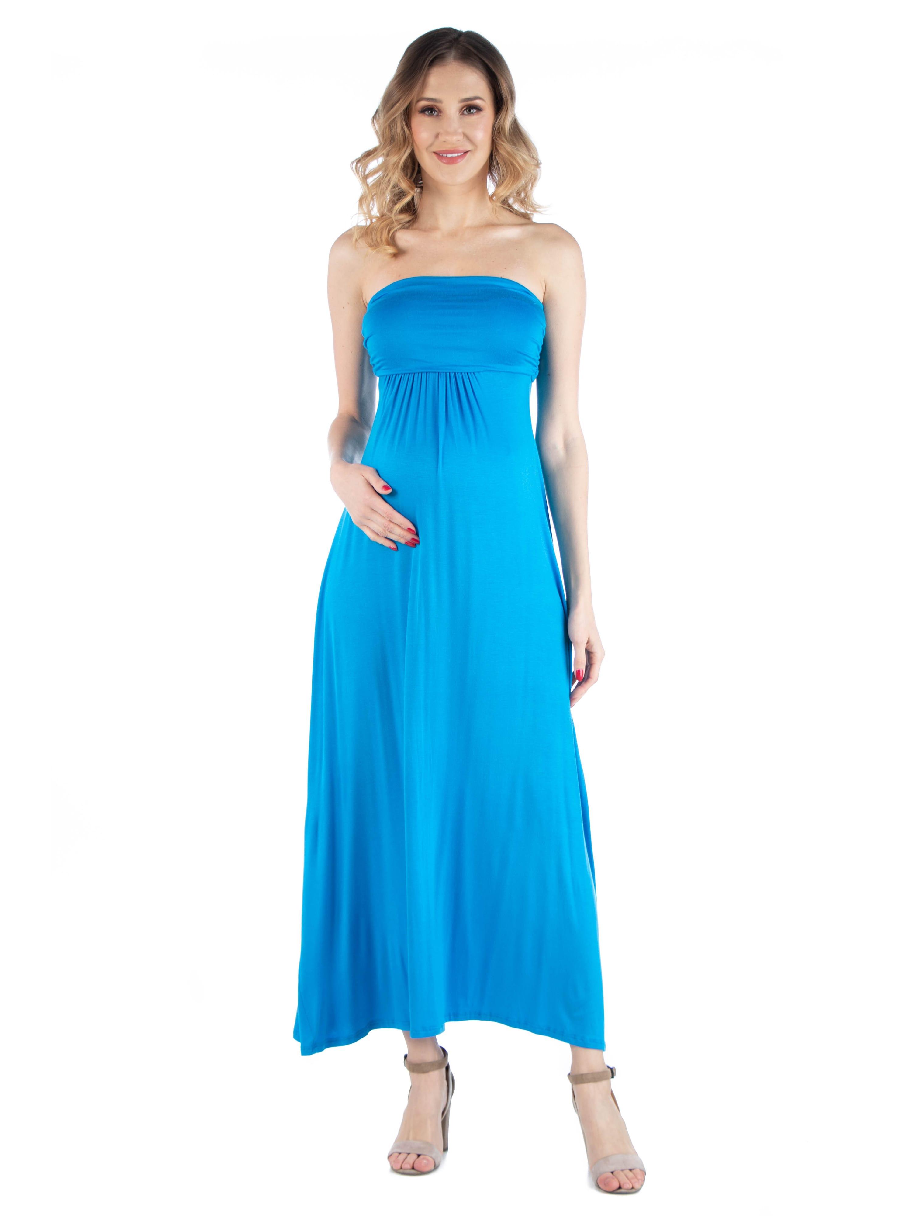 blue dress jewellery combination Shirred Empire Waist Maxi Dress main image 1