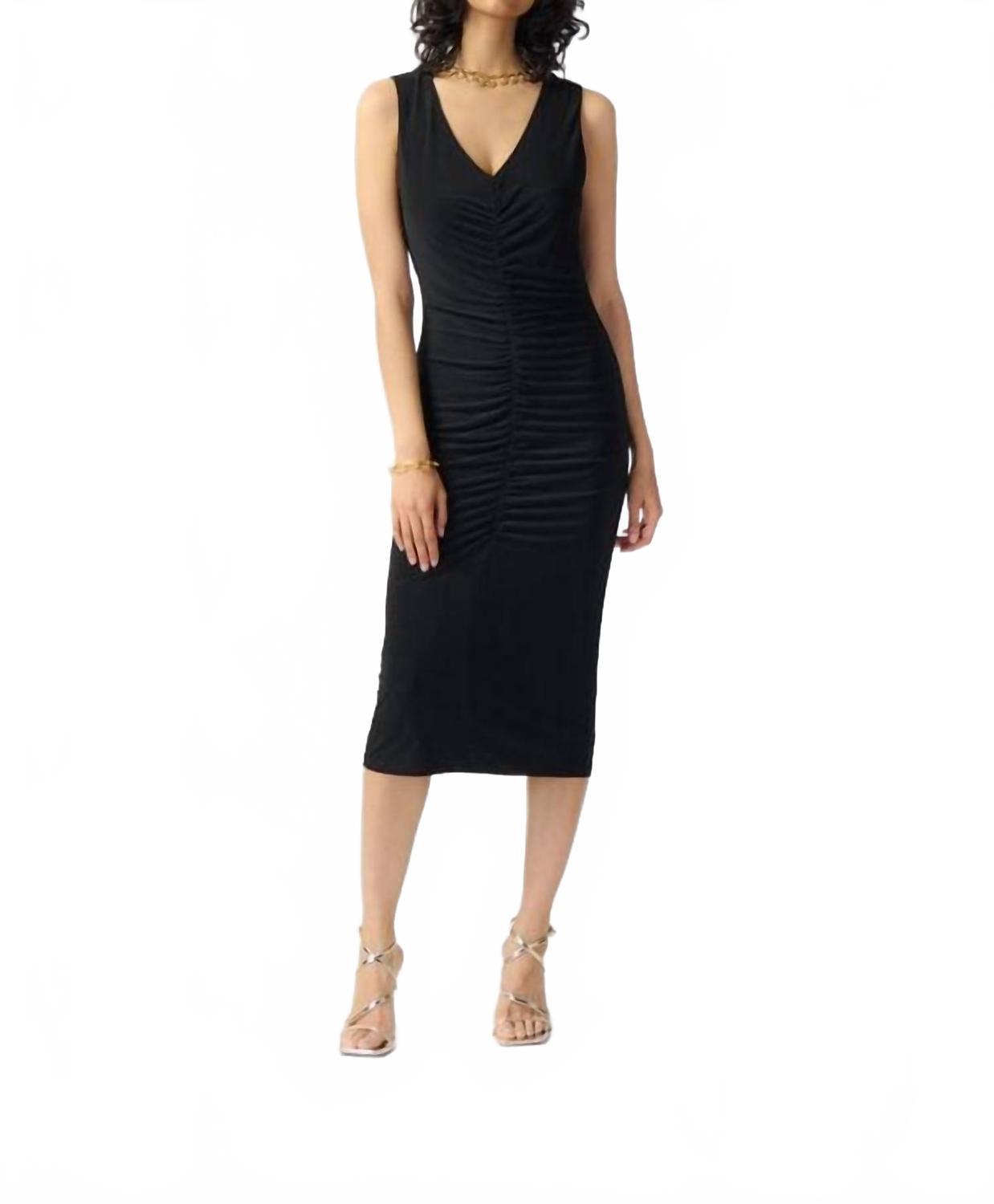 joseph ribkoff black dress Joseph Ribkoff Wrap Dress With Contrast Trim Style 261013 Black/Vanilla / 10 main image 1