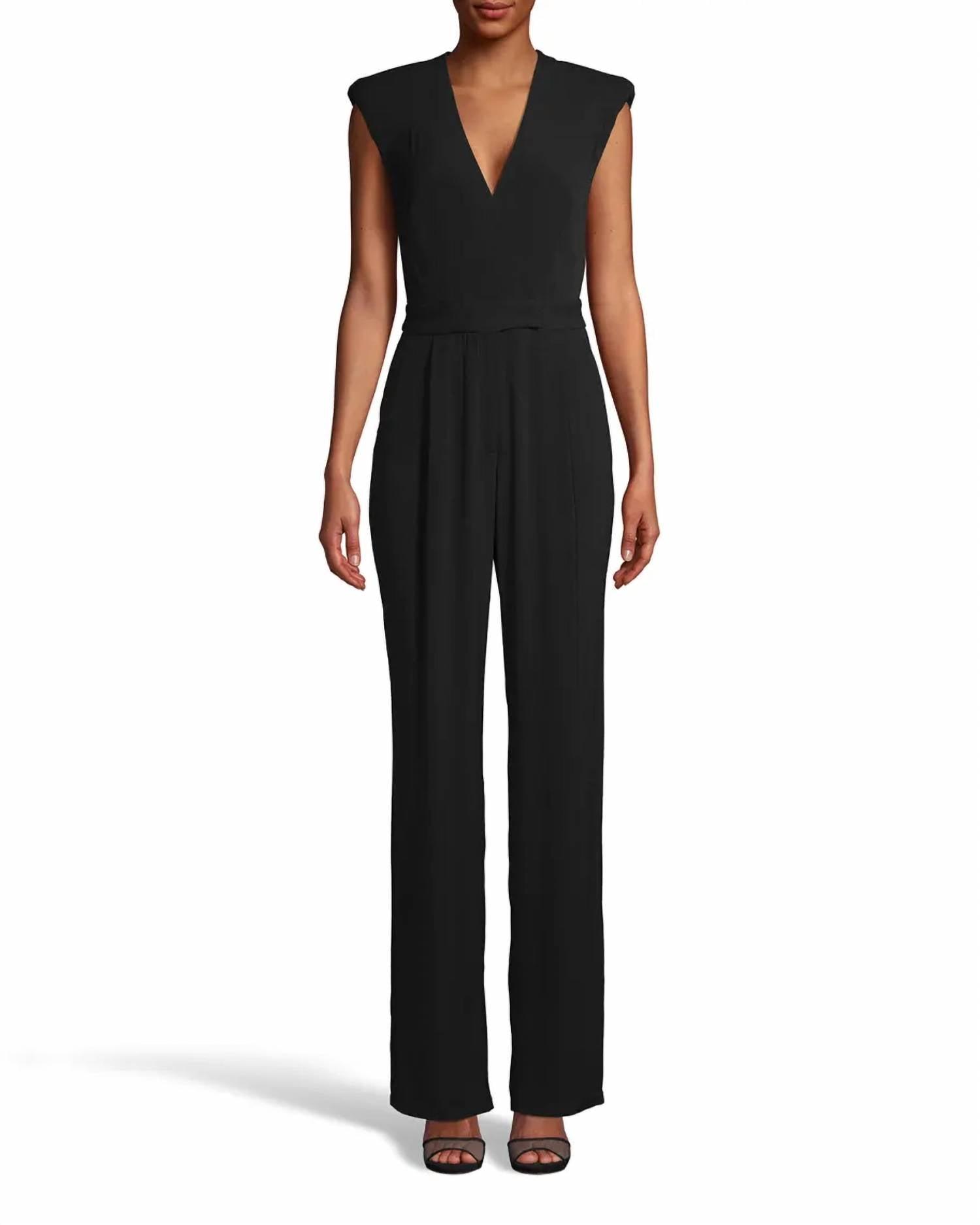 Nicole Miller Crepe Jumpsuit In Black Lyst