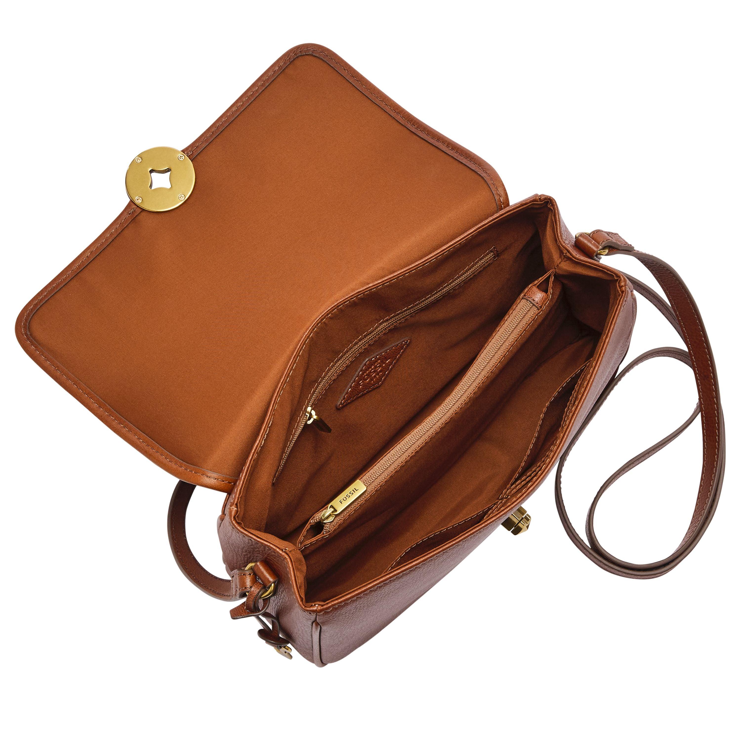 Fossil Jasmine Leather Flap Crossbody in Brown | Lyst