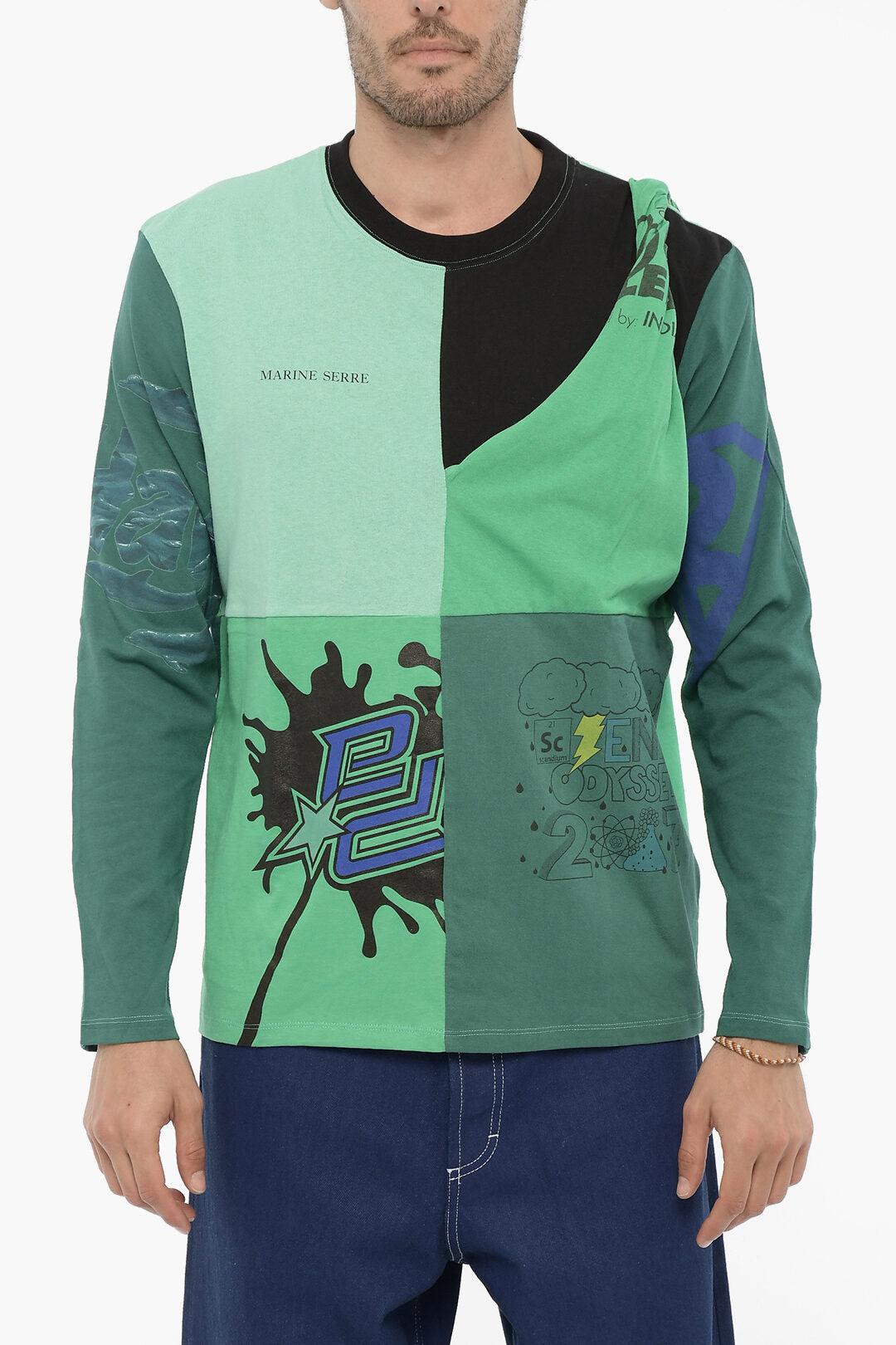 Marine Serre Line Crew-Neck T-Shirt in Green for Men | Lyst