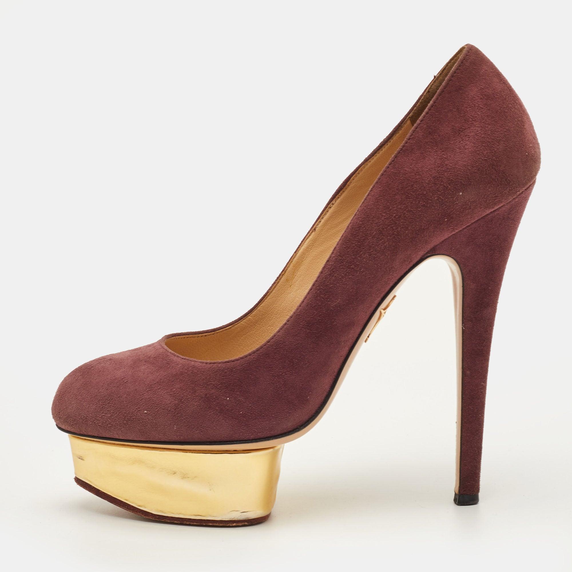 Escarpins Charlotte Olympia "Dolly" - Taille 37 (US 7) - Couleur Nude - Cuir - Talons Hauts - Occasion Authentique
