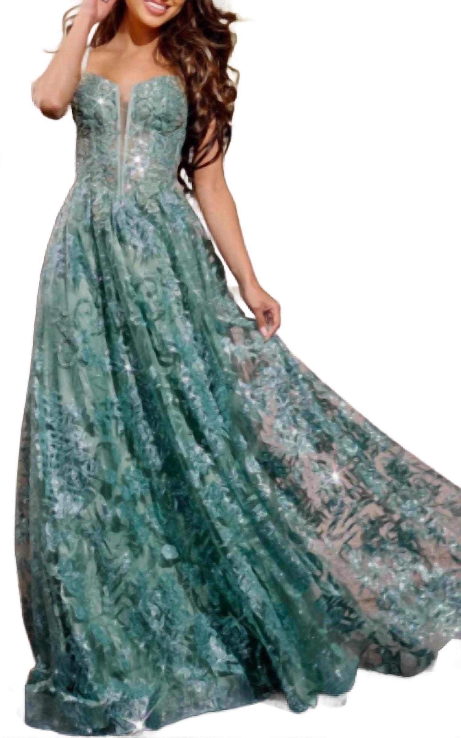 green velvet dress one shoulder Sample Classic Emerald Moira Convertible Velvet Dress main image 1
