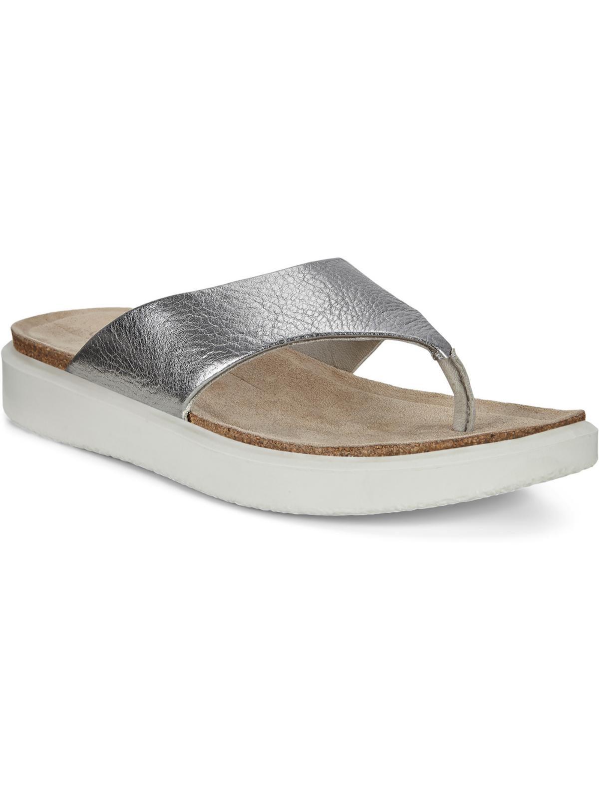 Ecco Corksphere Leather Slip On Thong Sandals in Gray | Lyst