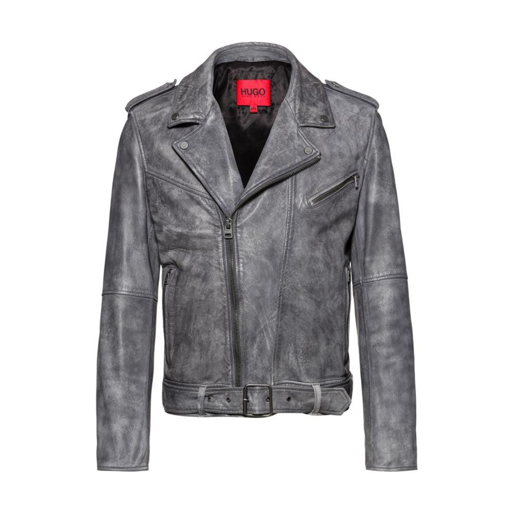 HUGO Boss - Slim Fit Biker Jacket in Gray for Men | Lyst