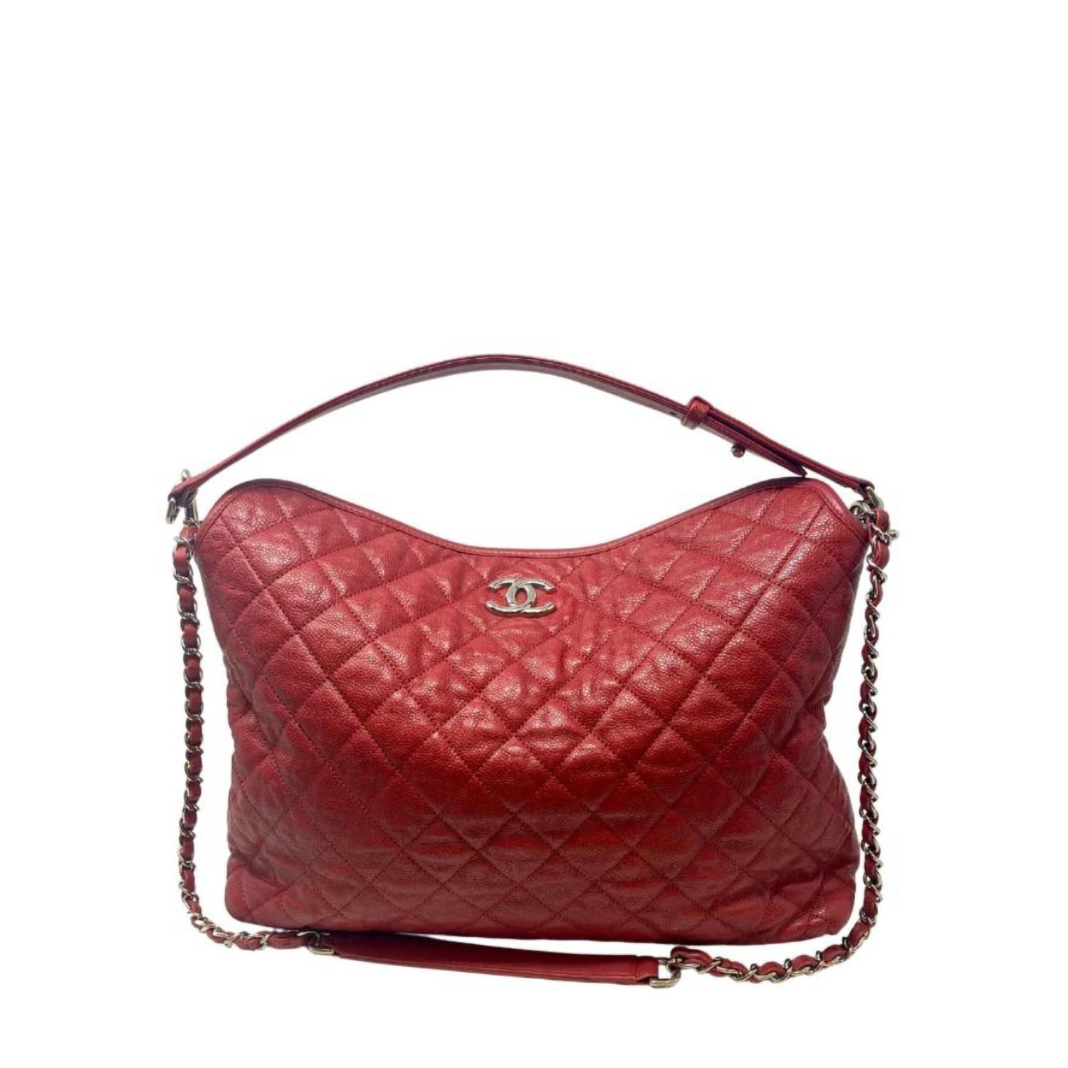 Chanel Caviar French Riviera Hobo In Red