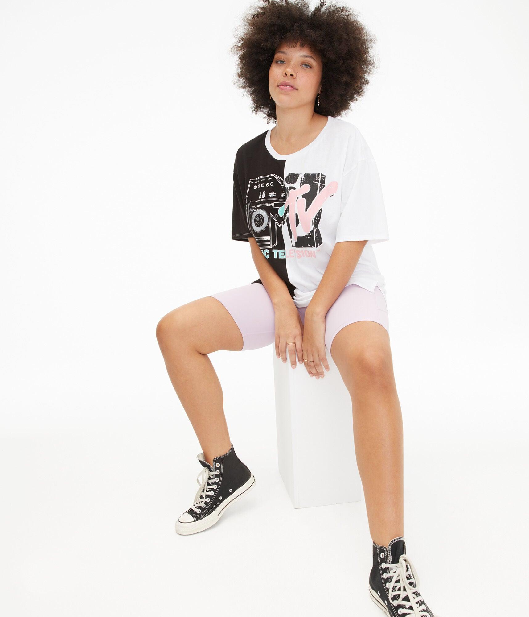Aéropostale Mtv Spliced Oversized Graphic Tee in Black | Lyst