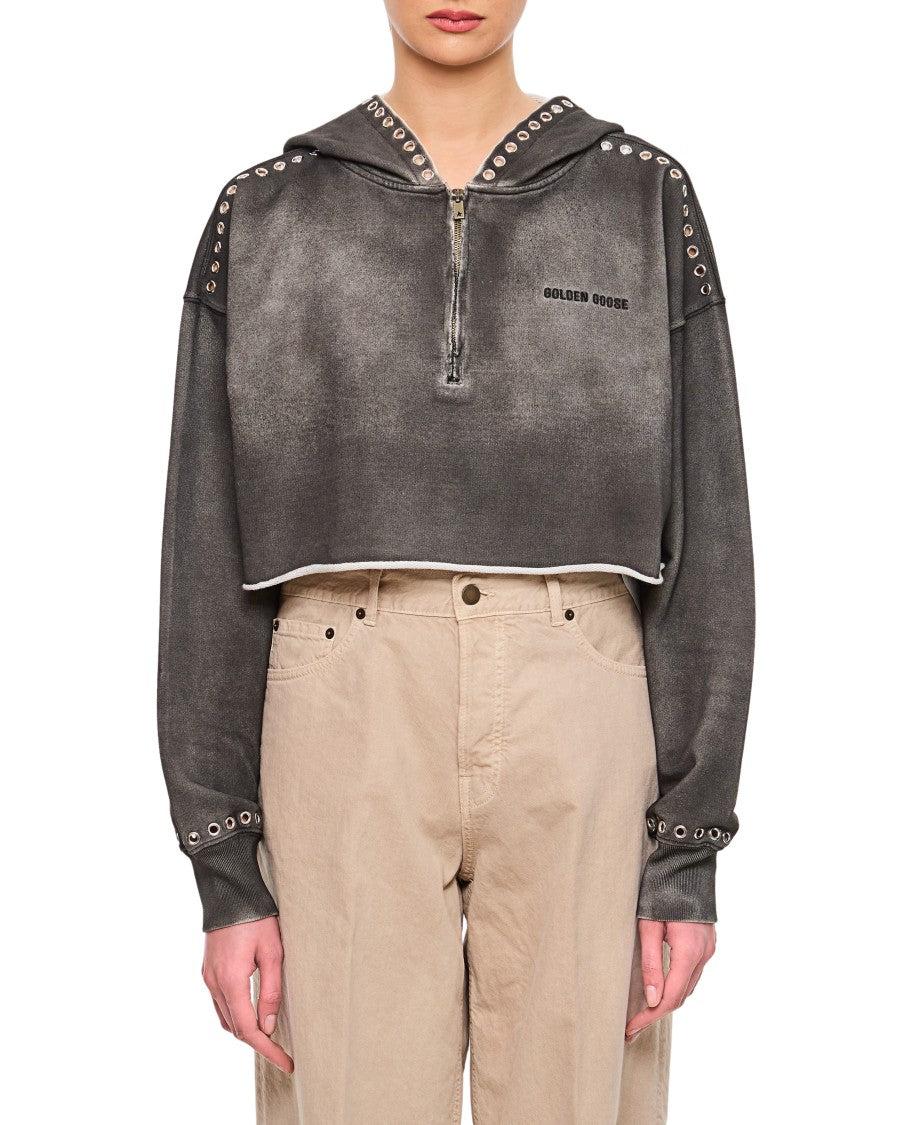 Golden Goose Cropped Sweatshirt in Gray | Lyst