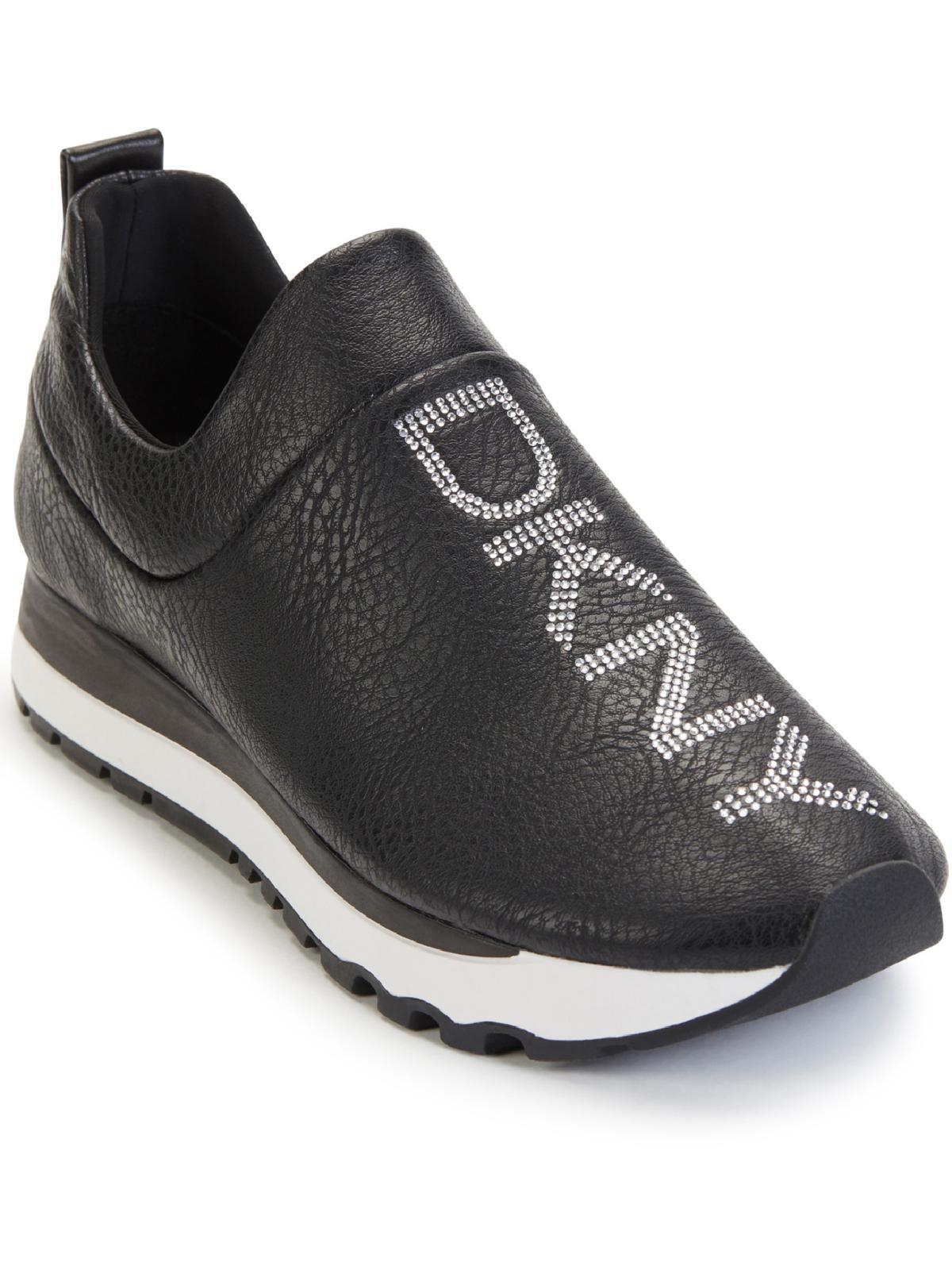 DKNY Jadyn Faux Leather Lifestyle Slip-on Sneakers in Black | Lyst